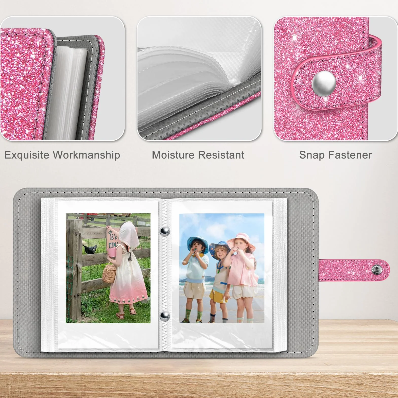 FINTIE Album fotograficzny Mini album fotograficzny 2 x 3 cale - album na zdjęcia Fujifilm Instax Mini aparat natychmiastowy/polaroid Hi-Print zdjęcia i uchwyt na zdjęcia Kpop Photocard Holder Binder,