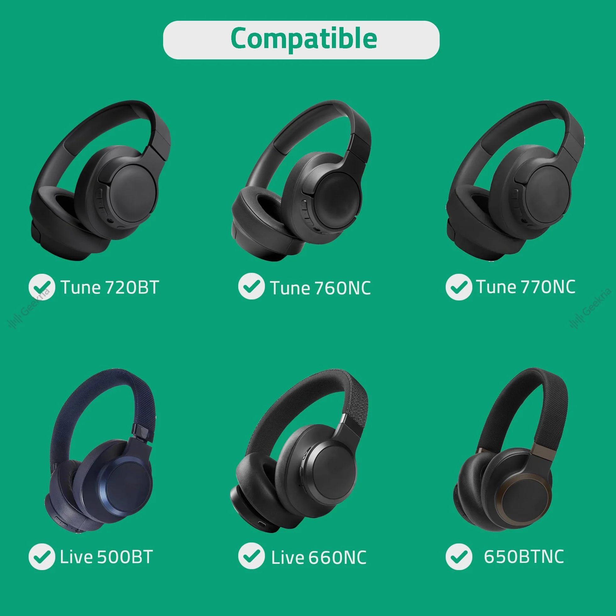 Geekria Kabel audio z mikrofonem kompatybilny z JBL Tune 770NC 760NC 750BTNC 700BT 710BT, Live 660NC 650BTNC, pomocniczy wymienny przewód stereo 2,5 mm z mikrofonem liniowym (1,2 m)