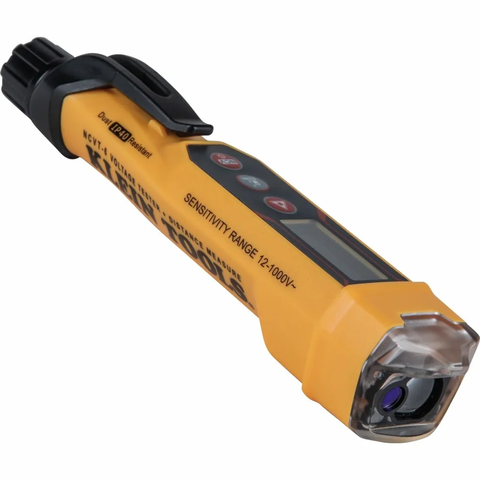 KLEIN TOOLS Bezdotykowy miernik napięcia, 12 do 1000 V AC, z dalmierzem laserowym, żółty, czarny