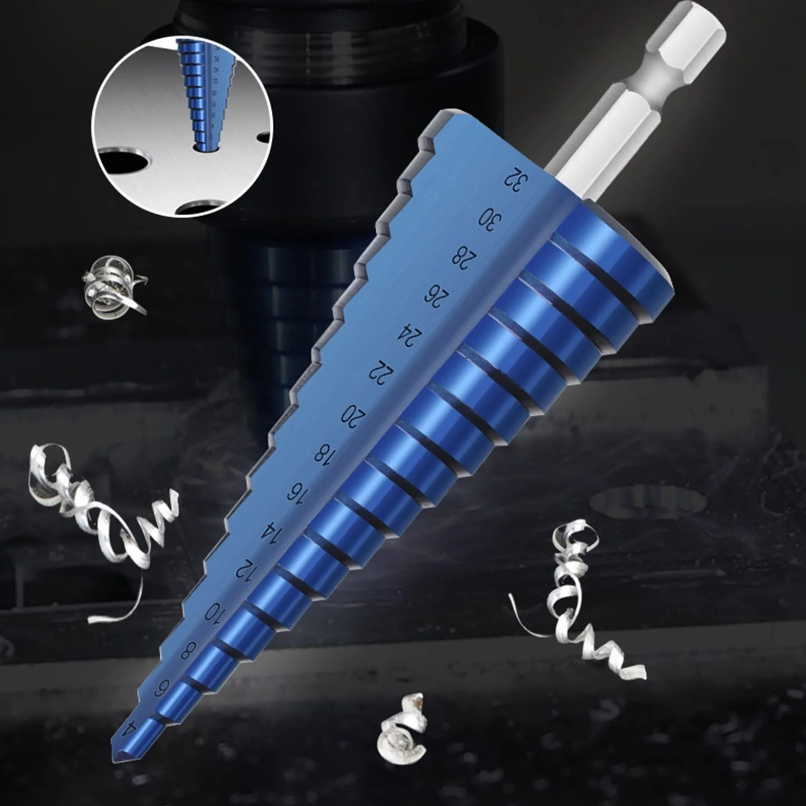 Wiertła do cięcia wiertło stożkowe stopniowe wiertło stopniowe z chwytem sześciokątnym HSS re Hole Cutter 3-13 4-12/20/22/32mm wiertło do metalu (kolor: 3 szt. 3-12 4-12 4-20) (1 szt. 4)