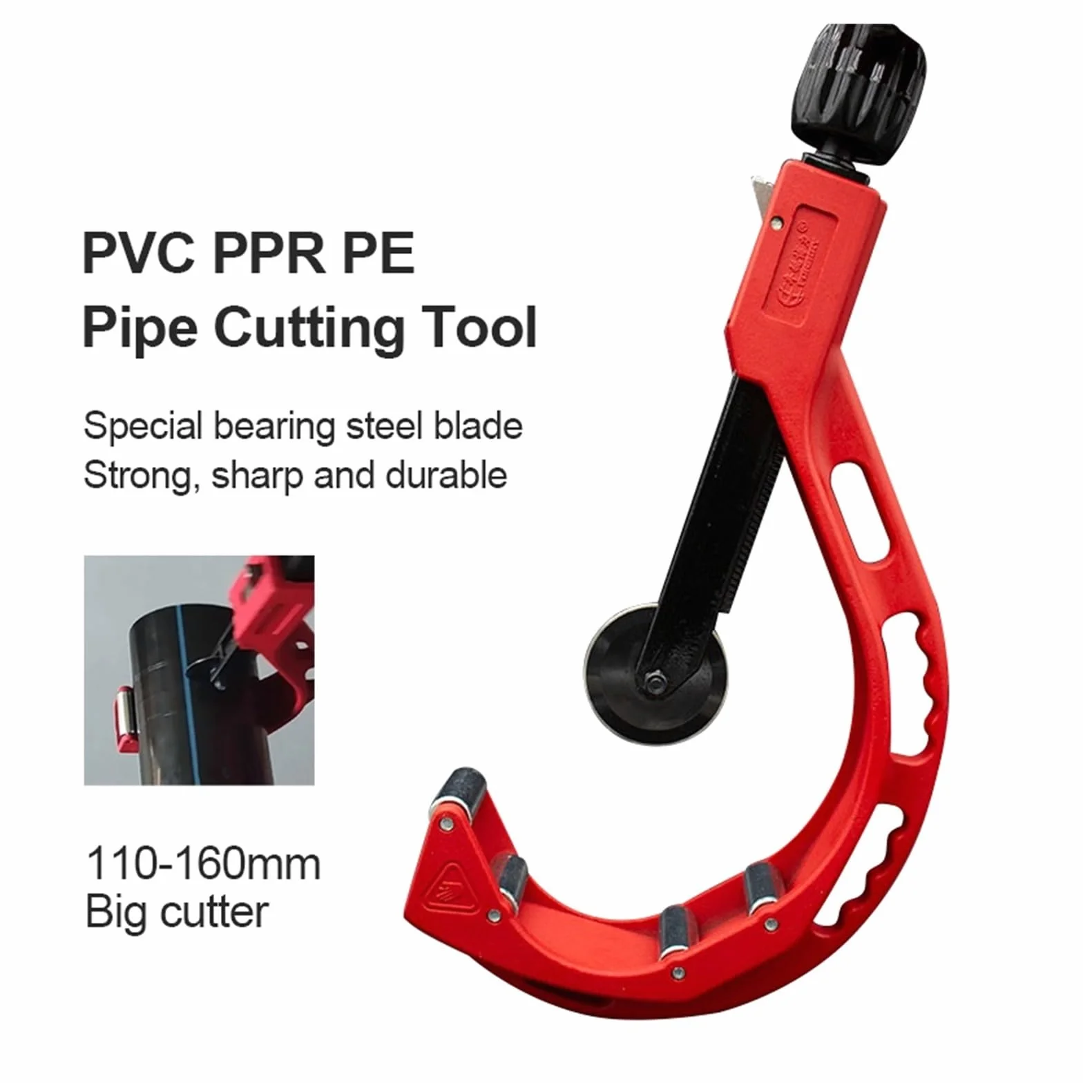 Typ Rolkowy Obcinak Do Rur Ze Stali Nierdzewnej Metalowe Nożyczki 110-200 Mm PVC/PP/PE Łożysko Obcinak Do Rur Rura Miedziana Narzędzia Do Cięcia Hydraulicznego Szybkie Precyzyjne Cięcie(50-120mm)