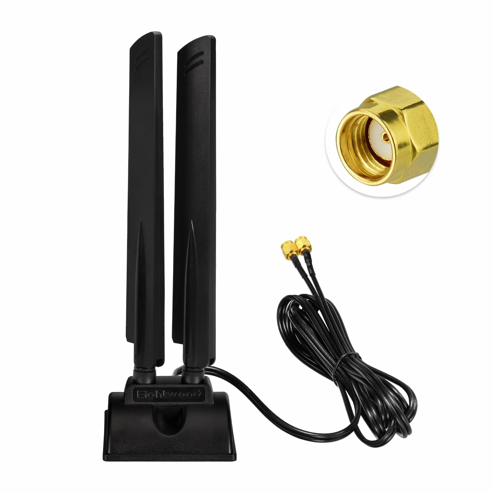 Eightwood Tri Band WiFi 6E Antena RP-SMA z magnesowym uchwytem 200 cm przedłużaczem kabla do PC Router WiFi 6
