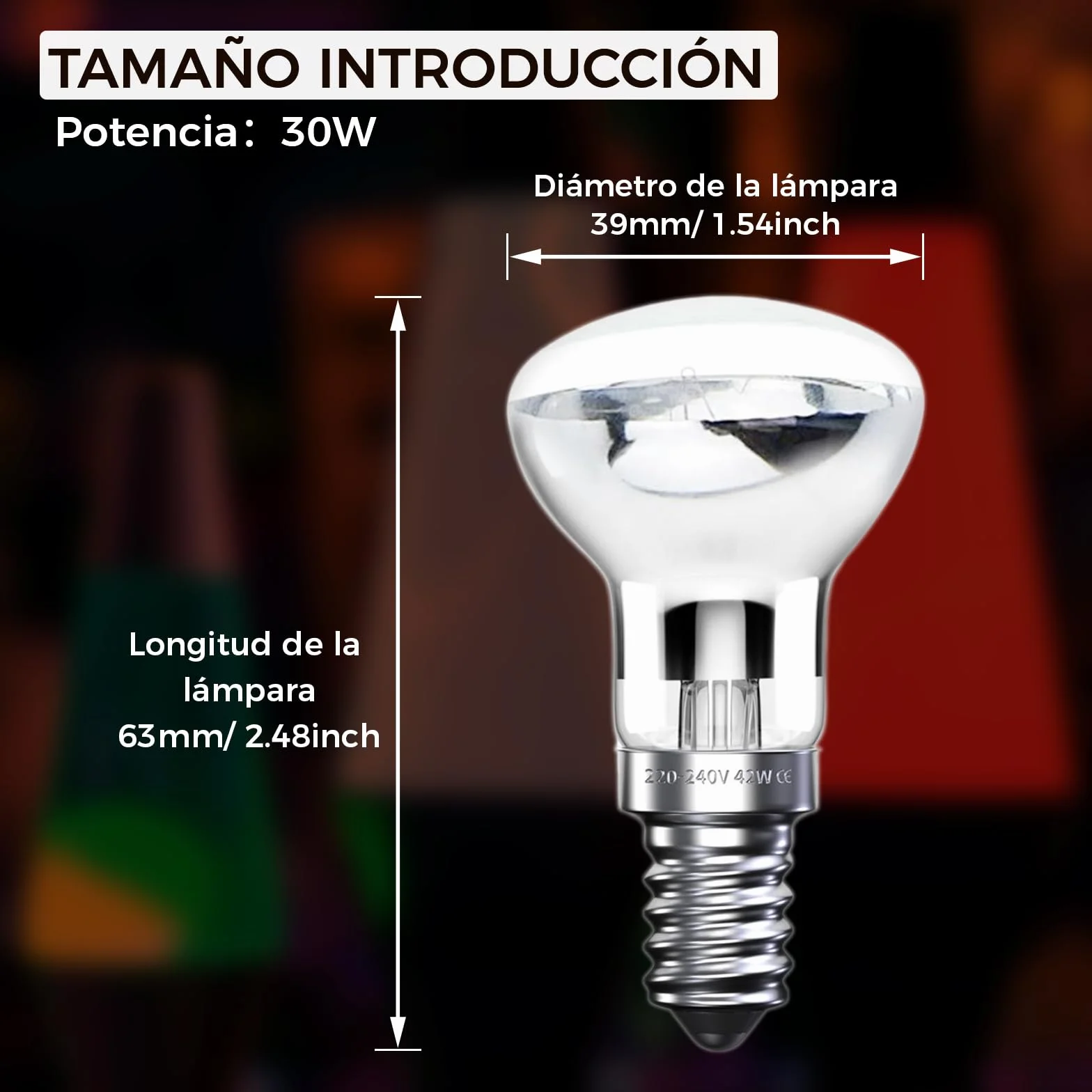 Klarlight R39 E14 żarówki lawowe 30 W, mała śruba Edisona SES reflektor punktowy żarówki lawowe, ciepła biel 2800 K, energooszczędne żarówki halogenowe R39, ściemniane (2 sztuki)