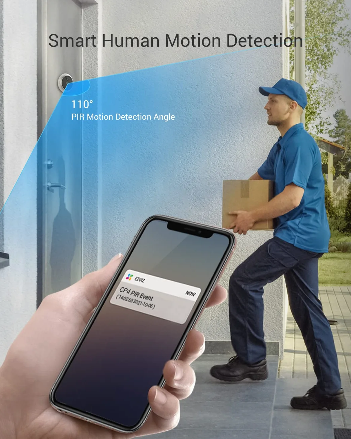 EZVIZ CP4 dzwonek do drzwi WLAN o szerokim kącie widzenia 166° z czujnikiem PIR, z kamerą 2 Mpx z ekranem 4,3 cala, akumulator 4600 mAh, rozpoznawanie osób, dwukierunkowe połączenia wideo