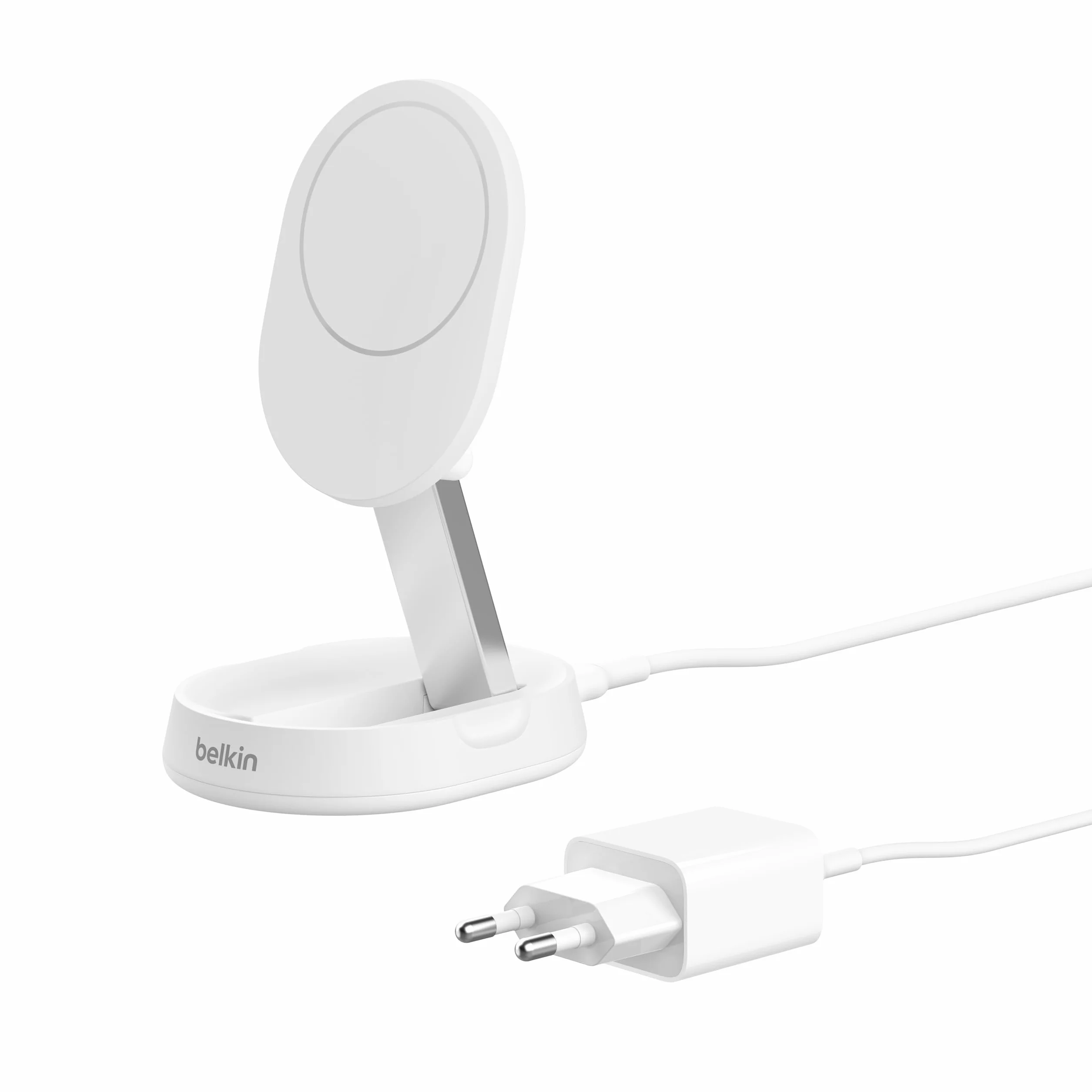 Belkin BoostCharge Pro konwertowalna podstawka ładująca 15W MagSafe bezprzewodowa ładowarka Qi2 do iPhone 15, 14, AirPods biała