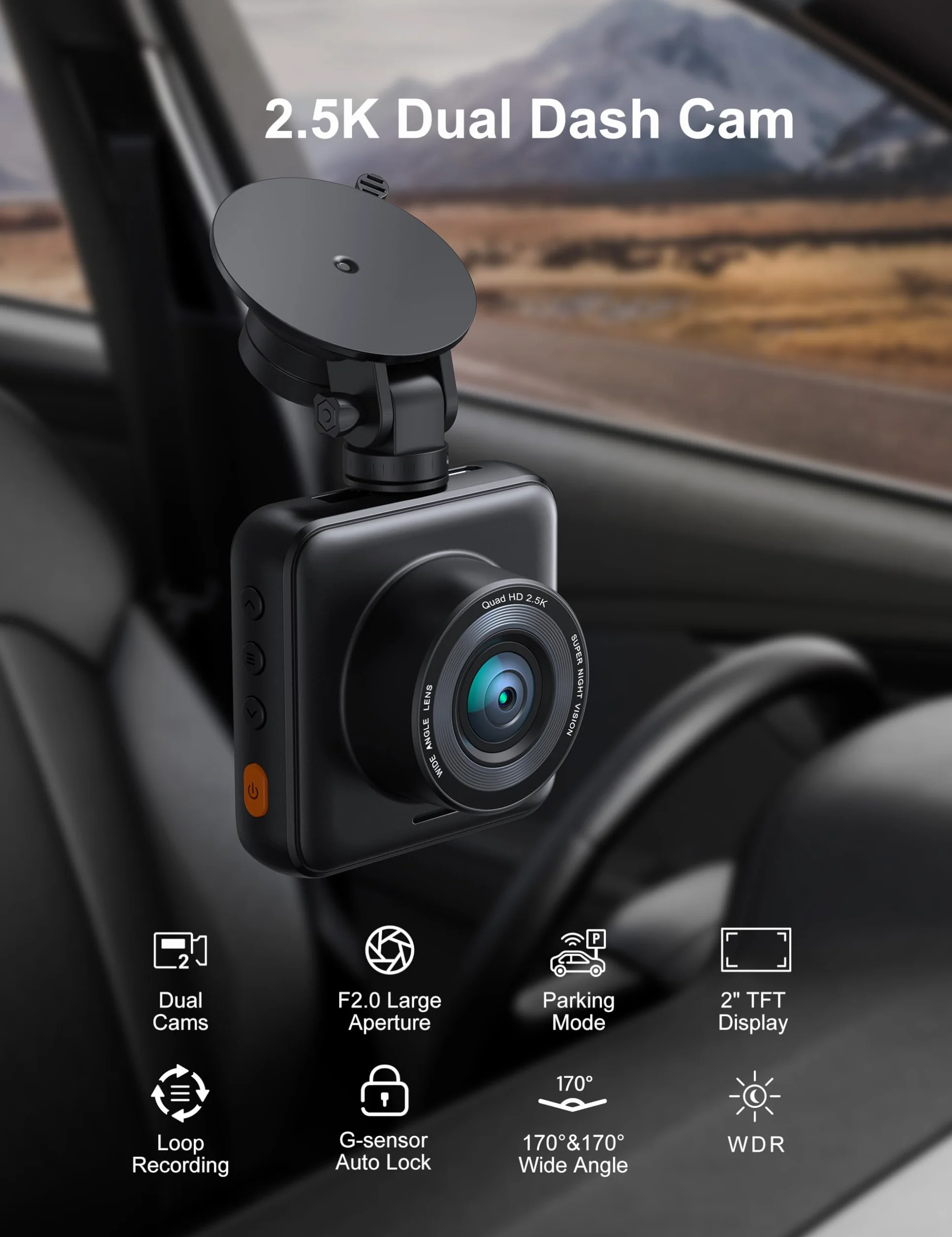 iZEEKER Dash Cam Front and Rear with SD Card 1080P Full HD Car Camera, Dual Dash Camera for Cars with Accident Recording, Parking Monitor, Night Vision, WDR