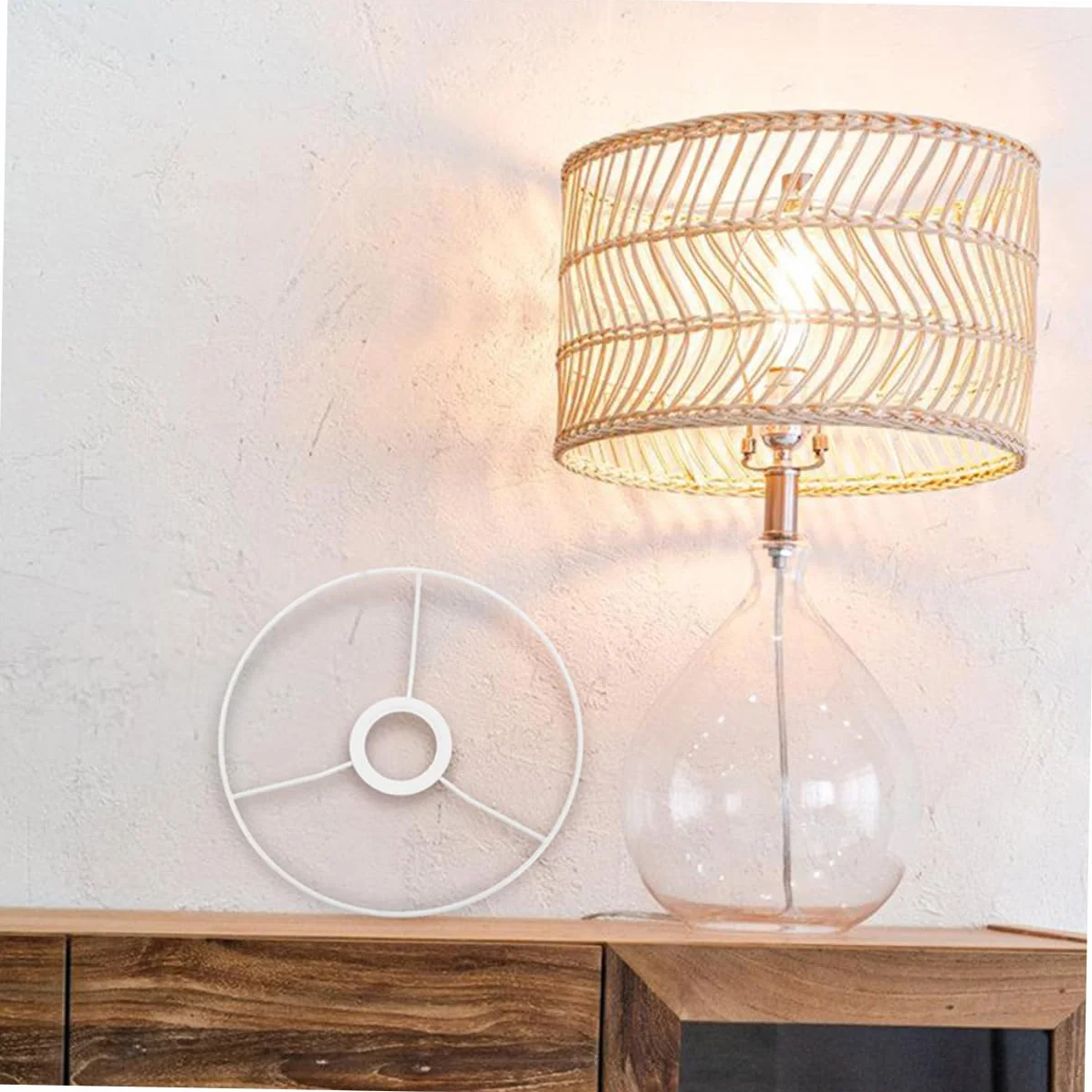 OSALADI 1para z Ramką Klosza Metalowa Konstrukcja Do Lamp Sufitowych i Stołowych Okrągła Elegancki Design Łatwa Instalacja Idealna Do Różnych Przestrzeni