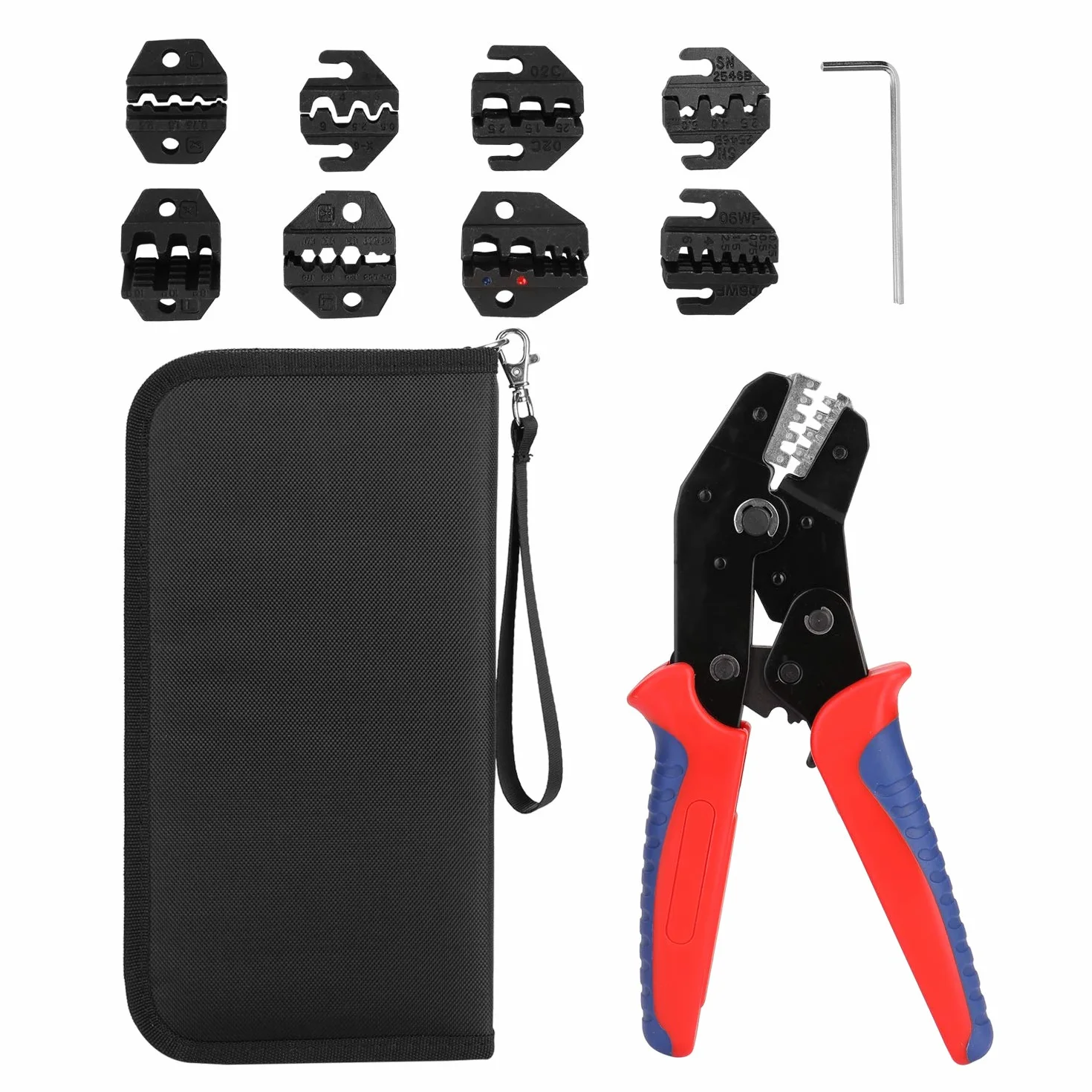 SN - 48BS Ferrule Crimping Tool Kit | 8 Interchangeable Jaws for Insulation Terminals | High - Strength Steel Crimper with Automatic Release | Electrical Work/Automotive Repair