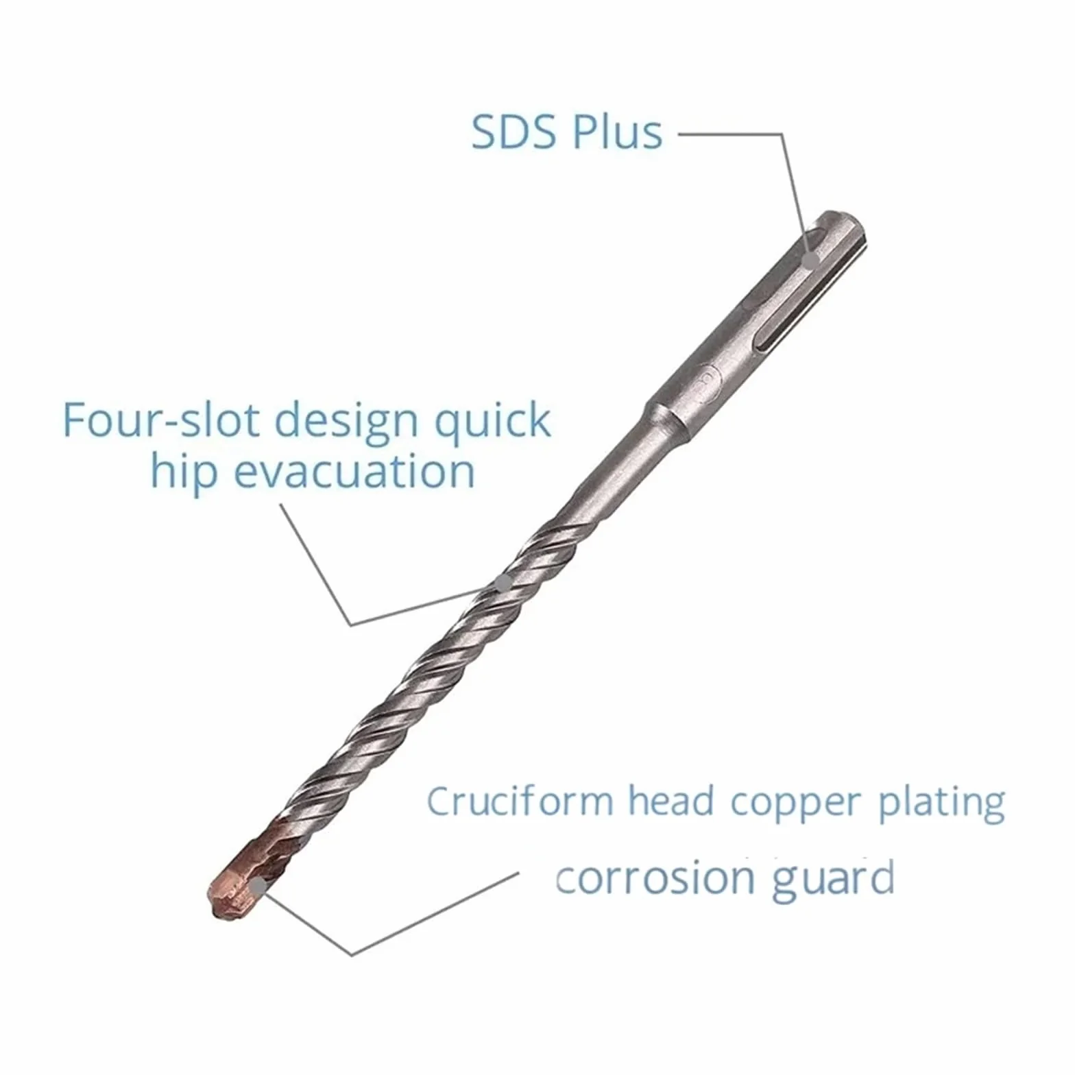 Zestaw wierteł udarowych SDS Plus z 4 ostrzami, długość 160 mm i 200 mm, do bloczków betonowych, bloczków kamiennych, granitu(6-16mm-200mm)