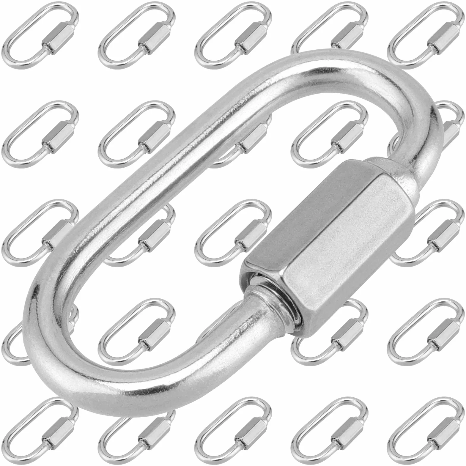 28 sztuk M4 4 mm x 40 mm ogniwa łańcucha ze stali nierdzewnej łącznik śrubowy ze złączem śrubowym, nośność 160 kg