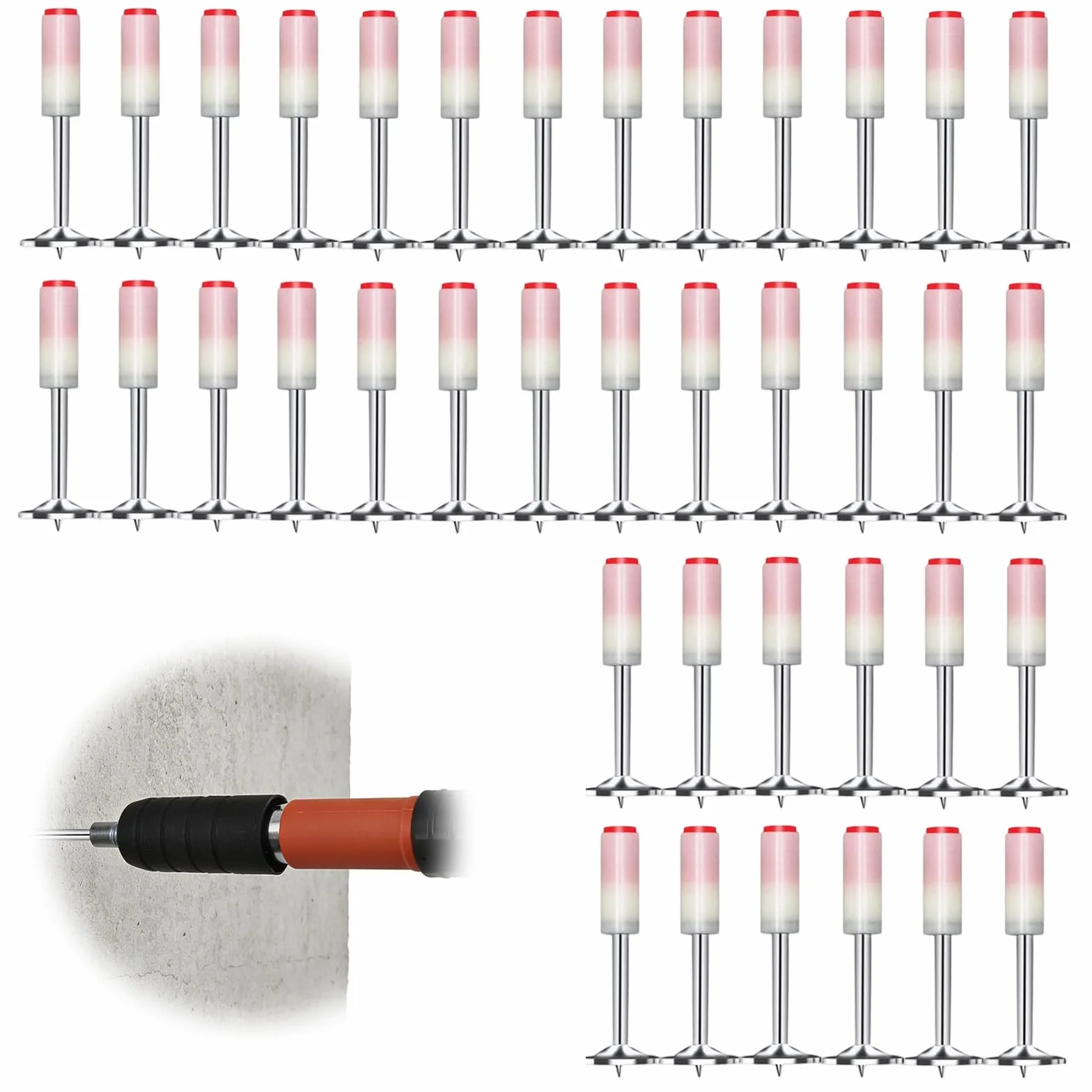 Gwoździe do pistoletu do paznokci, 400 sztuk, 7,3 mm, do betonu, z rękawiczkami, ręczny pistolet do paznokci do stali, gwoździe do papy dachowej, przebijające się gwoździe betonowe, do sufitów
