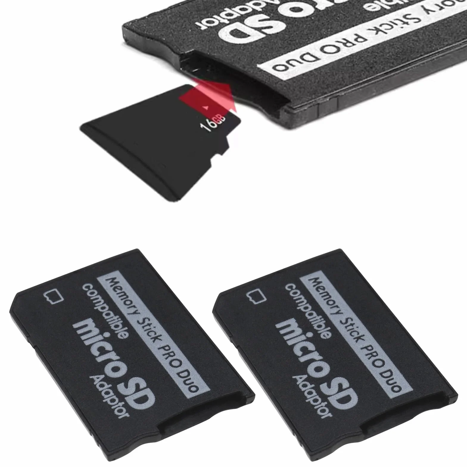 Zestaw 2 adapterów kart pamięci Micro SD do Pro Duo, kompatybilny z aparatami Sony PSP Console 1000 2000 3000