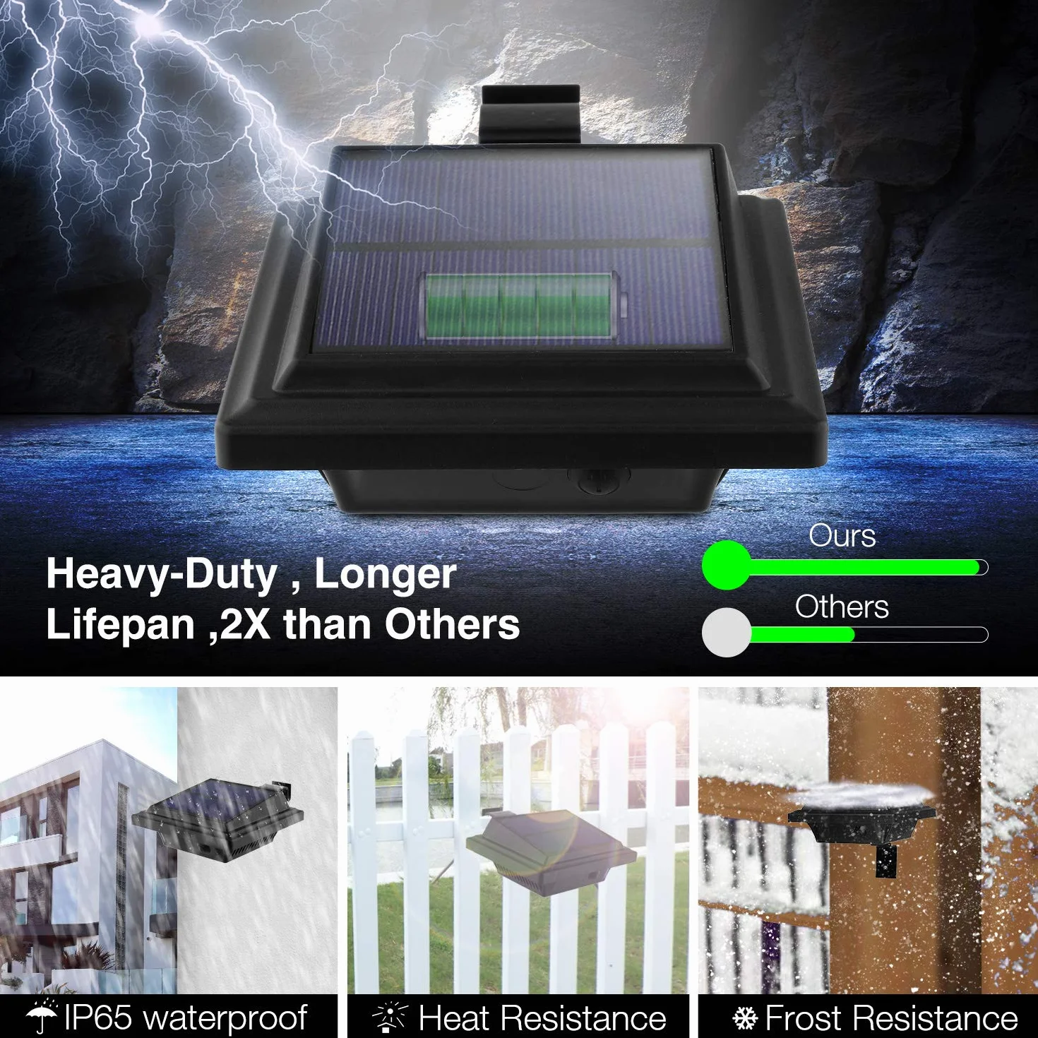 Solarna Lampa LED do Rynny Dachowej, do Użytku na Zewnątrz, 25 Diod LED, Automatyczne Włączanie/Wyłączanie, Kolor Czarny, Zimne Białe Światło (Zestaw 8 Szt.)
