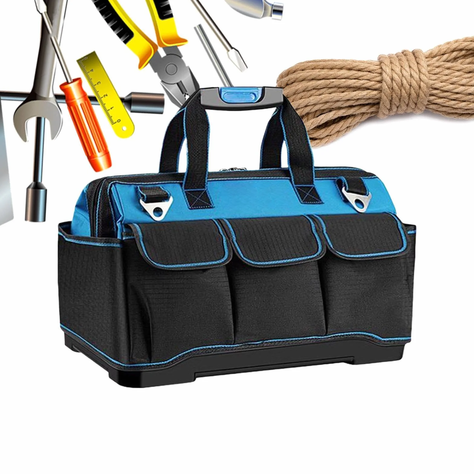 Torba Narzędziowa Organizer Męski Wielokieszeniowy Z Ergonomicznym Uchwytem | Torba Narzędziowa Typu Tote Ze Sztywnym Dnem Do Naprawy Aut, Na Budowie, W Warsztacie, Dla Elektryka I Mechanika, Na Z