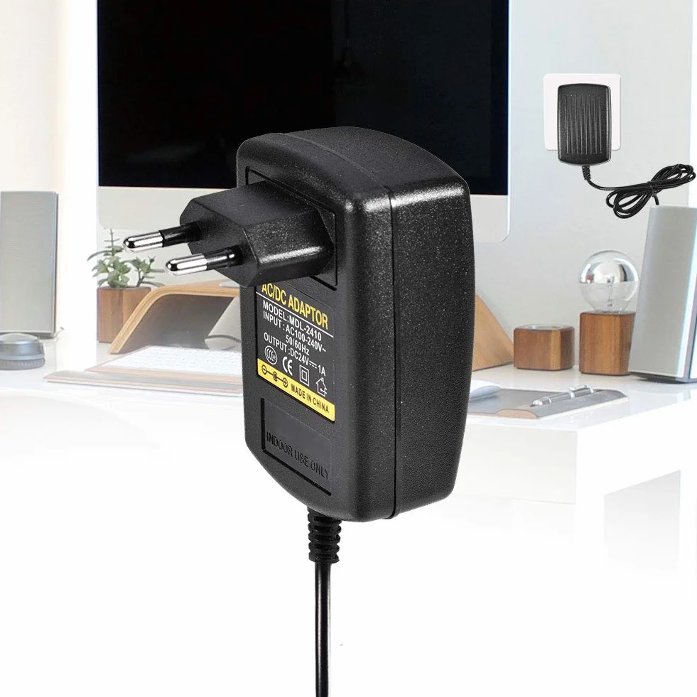 Zasilacz Sieciowy AC 100-240V DC 24V 1A 5,5x2,1mm do Mini TV, Dysk Twardy 2,5", Odtwarzacz DVD