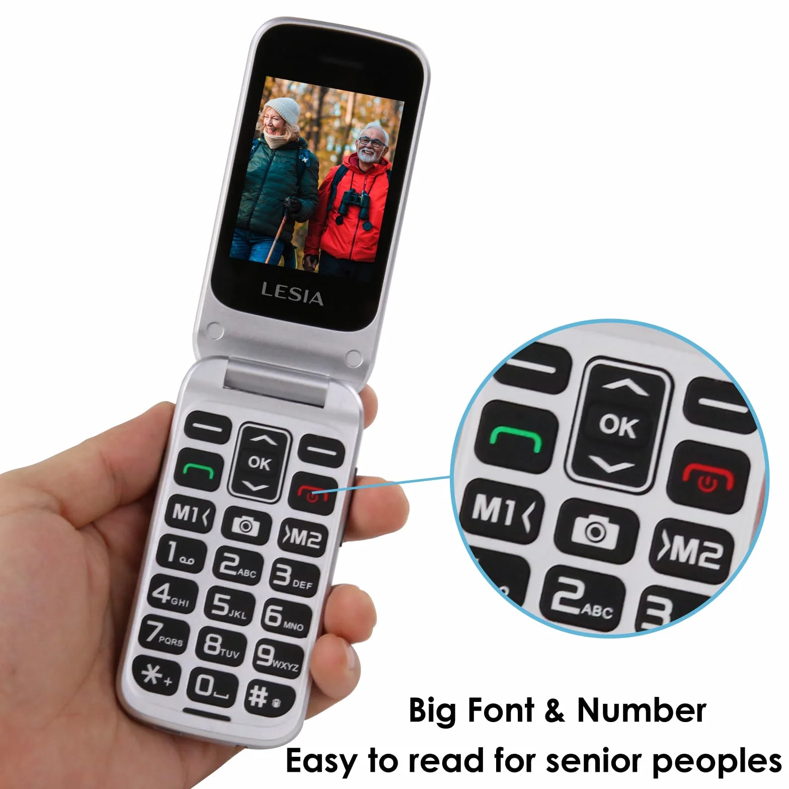 Telefon komórkowy z klapką dla seniorów 4G LTE duże przyciski podwójny ekran 6.1 cm 4.5 cm odblokowany
