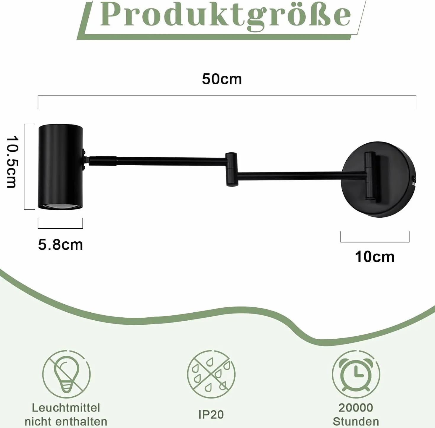 Homefire lampa ścienna wewnętrzna czarna - oświetlenie ścienne vintage reflektor ścienny do sypialni lampa ścienna obrotowa - bez żarówki
