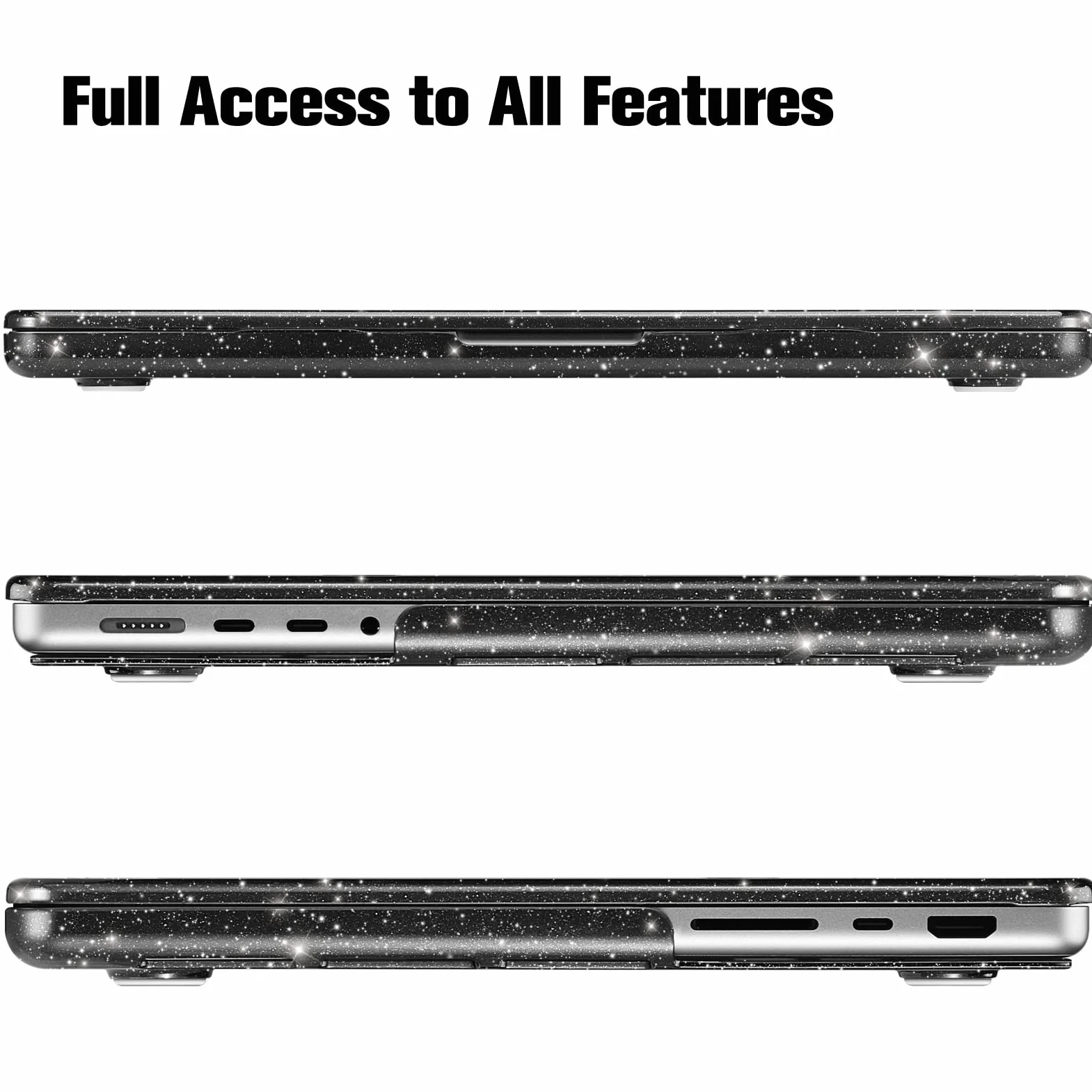 Fintie Etui ochronne do MacBook Pro 14" 2023-2021 A2992 A2918 A2779 A2442 M3 M2 M1 Pro/Max, ultracienkie, czarne błyszczące