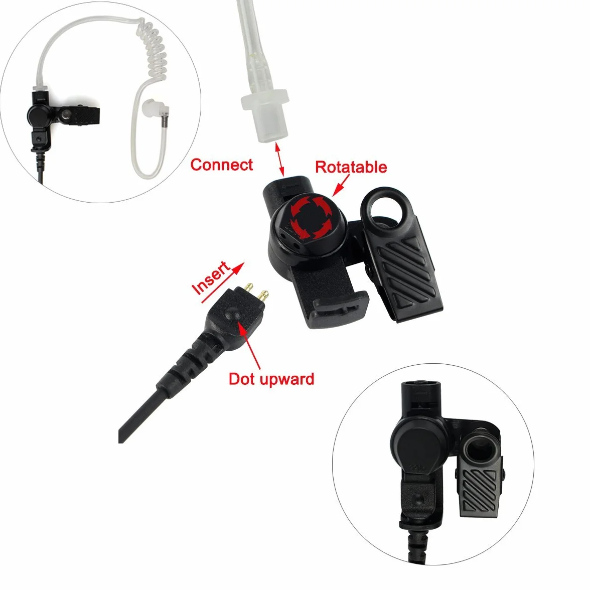 Retevis Słuchawki 3,5 mm złącze audio Odbiornik kompatybilny z B63S RT622P Motorola Walkie Mikrofon 2 szt.