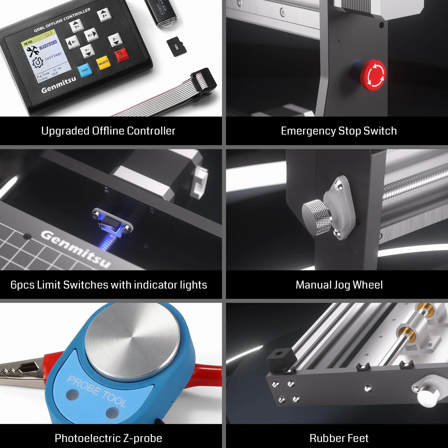 Genmitsu 3020-PRO MAX V2 Frezarka CNC do rzeźbienia metalu i innych, kontroler offline GRBL z wyłącznikami krańcowymi i zatrzymaniem awaryjnym, efektywny obszar roboczy XYZ 300 x 205 x 78 mm