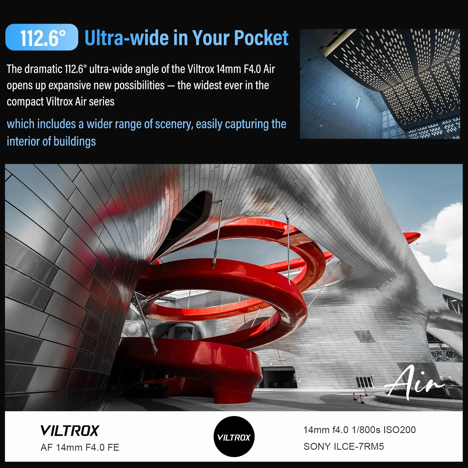 Obiektyw VILTROX 14mm F4.0 Air FE Mount do aparatów Sony E z pełnym kadrem, autofokusem, ultraszerokokątny do Sony A7 A7R A7III A9 A1 FX3ZV-E10 ZV-E10II A6600 A6500 A6400 A6000 FX30