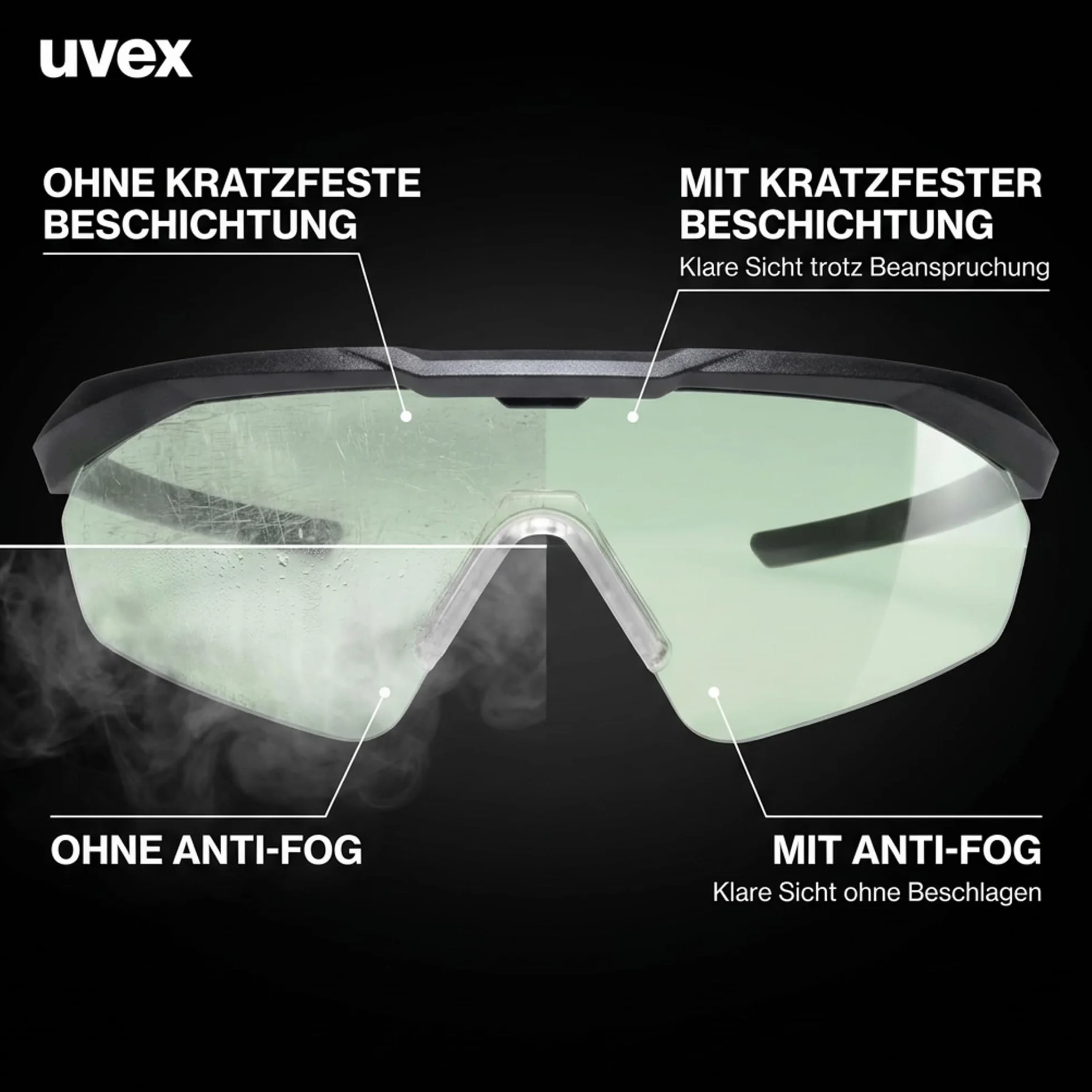 Uvex Apache Spec Variomatic - Okulary ochronne premium z etuikiem - Okulary skroniowe specjalnie dla władz i zastosowań taktycznych - Samoczyszczące, przeciwmgielne i odporne na zarysowania - STANAG