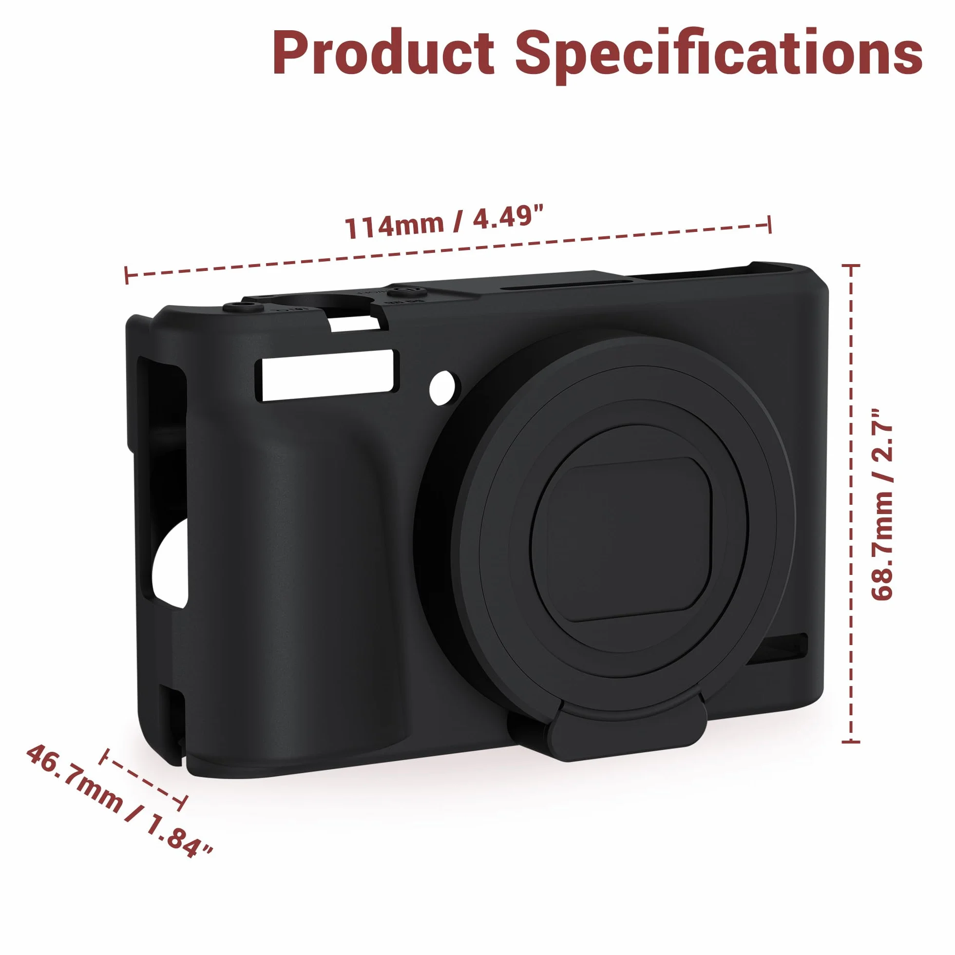 PROfezzion Silikonowe etui ochronne do Canon PowerShot SX740 HS, dopasowany krój, akcesoria z osłoną ekranu i paskiem na nadgarstek do aparatu Canon PowerShot SX740 - czarne