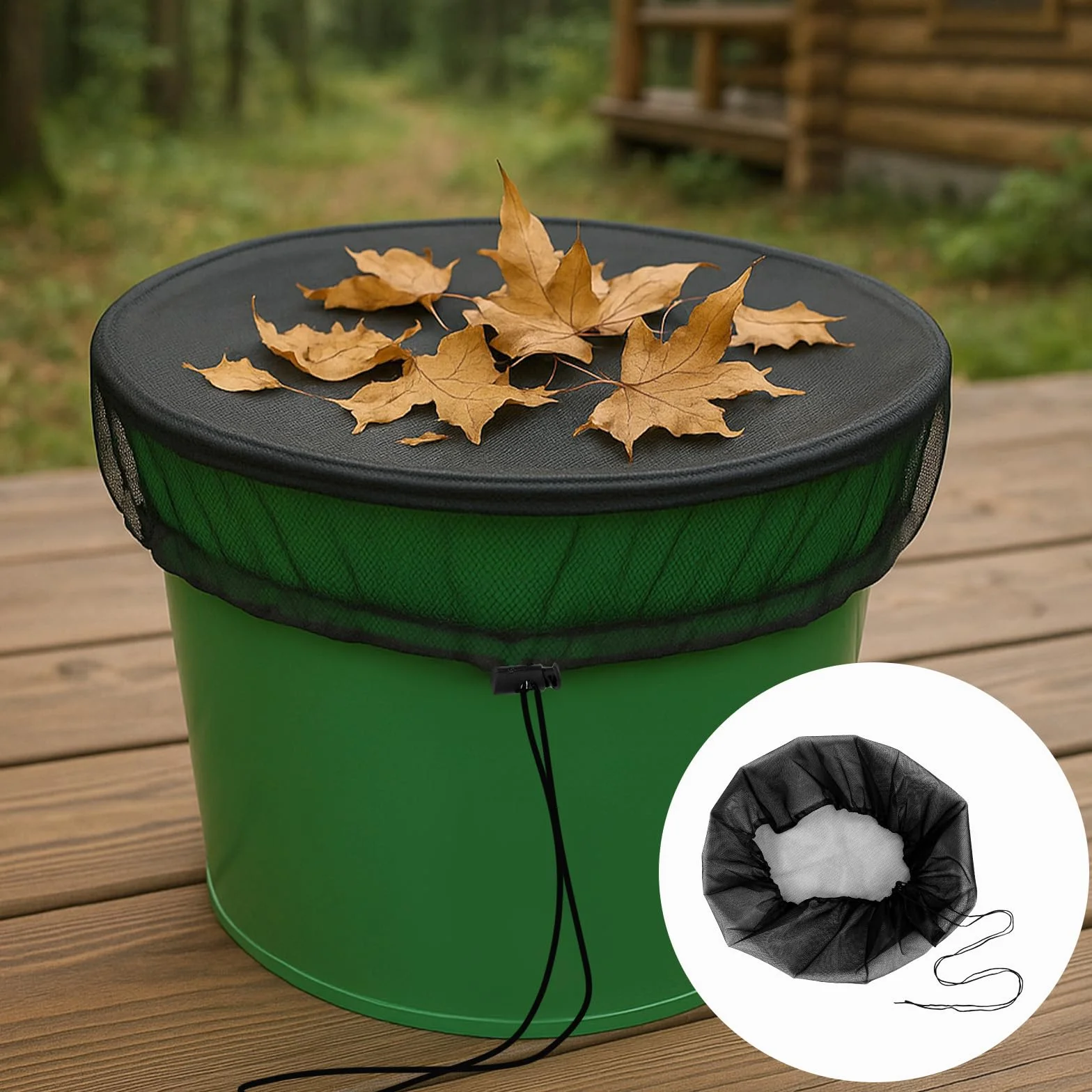 Siatka na zbiornik na deszczówkę, osłona, regulowana, ochrona przed komarami, ochrona przed liśćmi (95 cm)