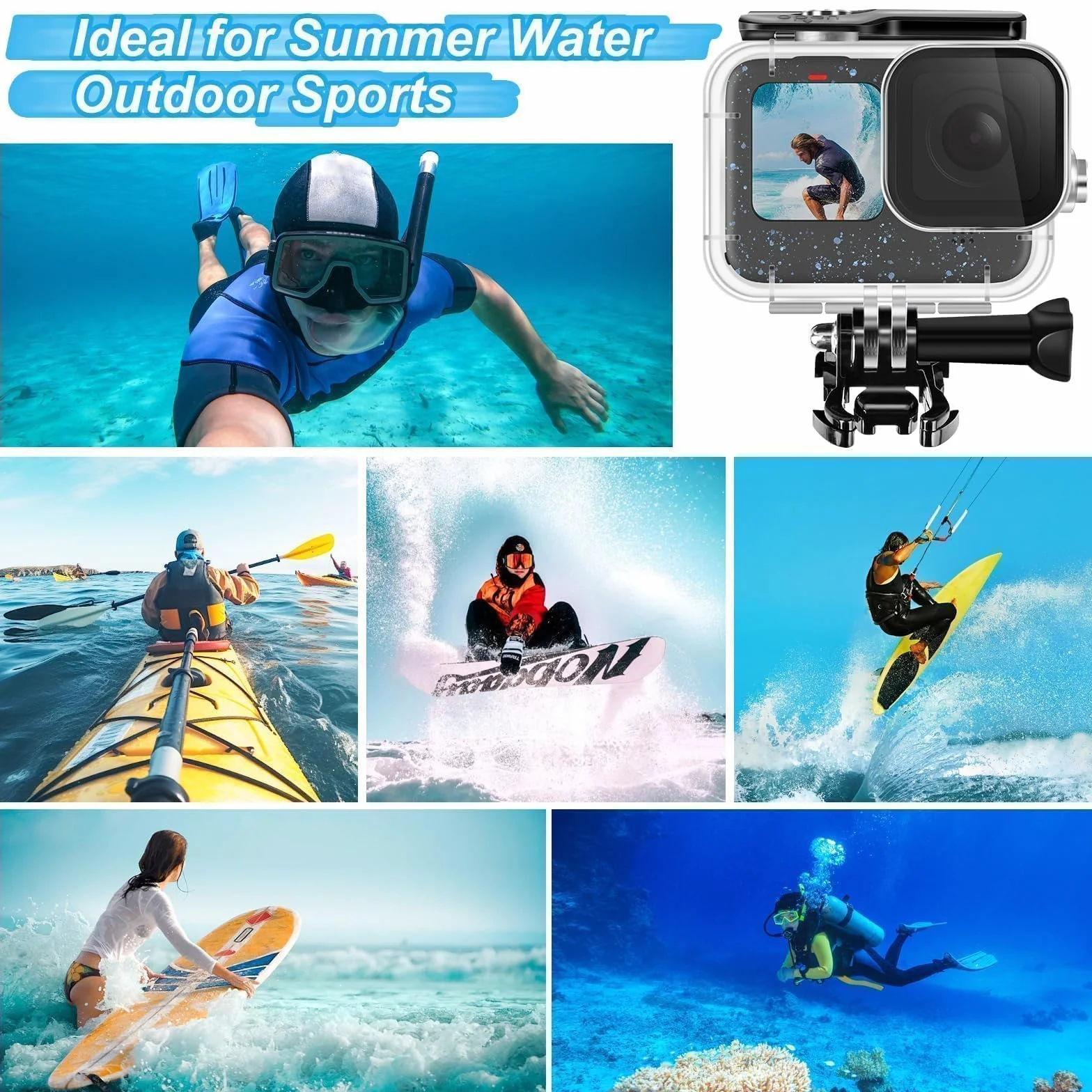 Zestaw akcesoriów do GoPro Hero 9-12 obudowa nurkowa pływająca rączka filtr czerwony etui silikonowe