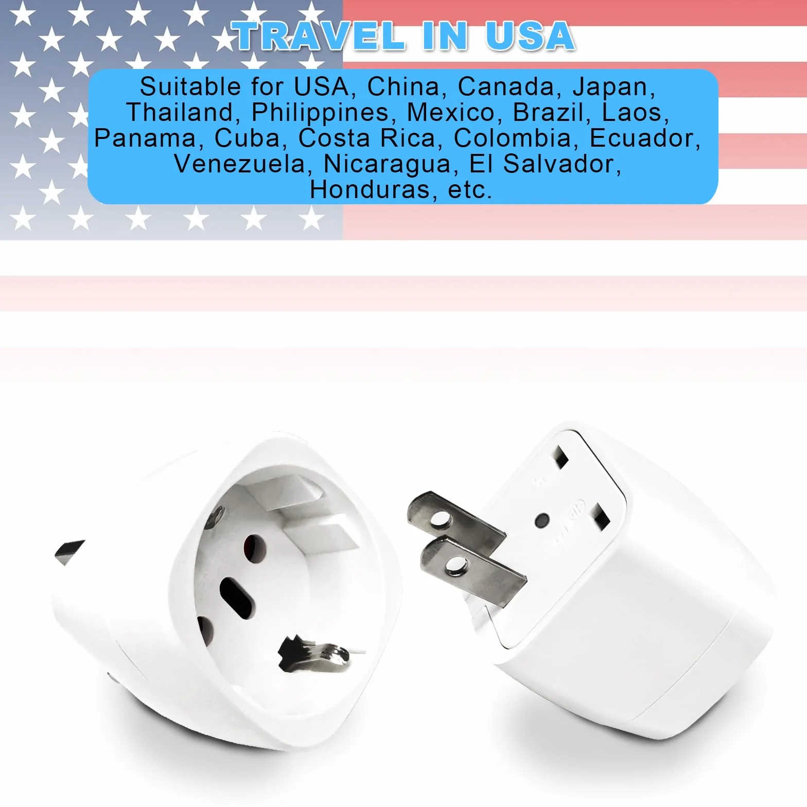 Adapter podróżny USA gniazdo wtyczka zasilacz dla UE 2 sztuki