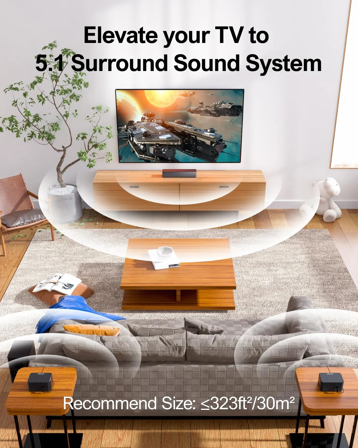 ULTIMEA Poseidon D50 5.1 Soundbar do telewizora z subwooferem i tylnymi głośnikami