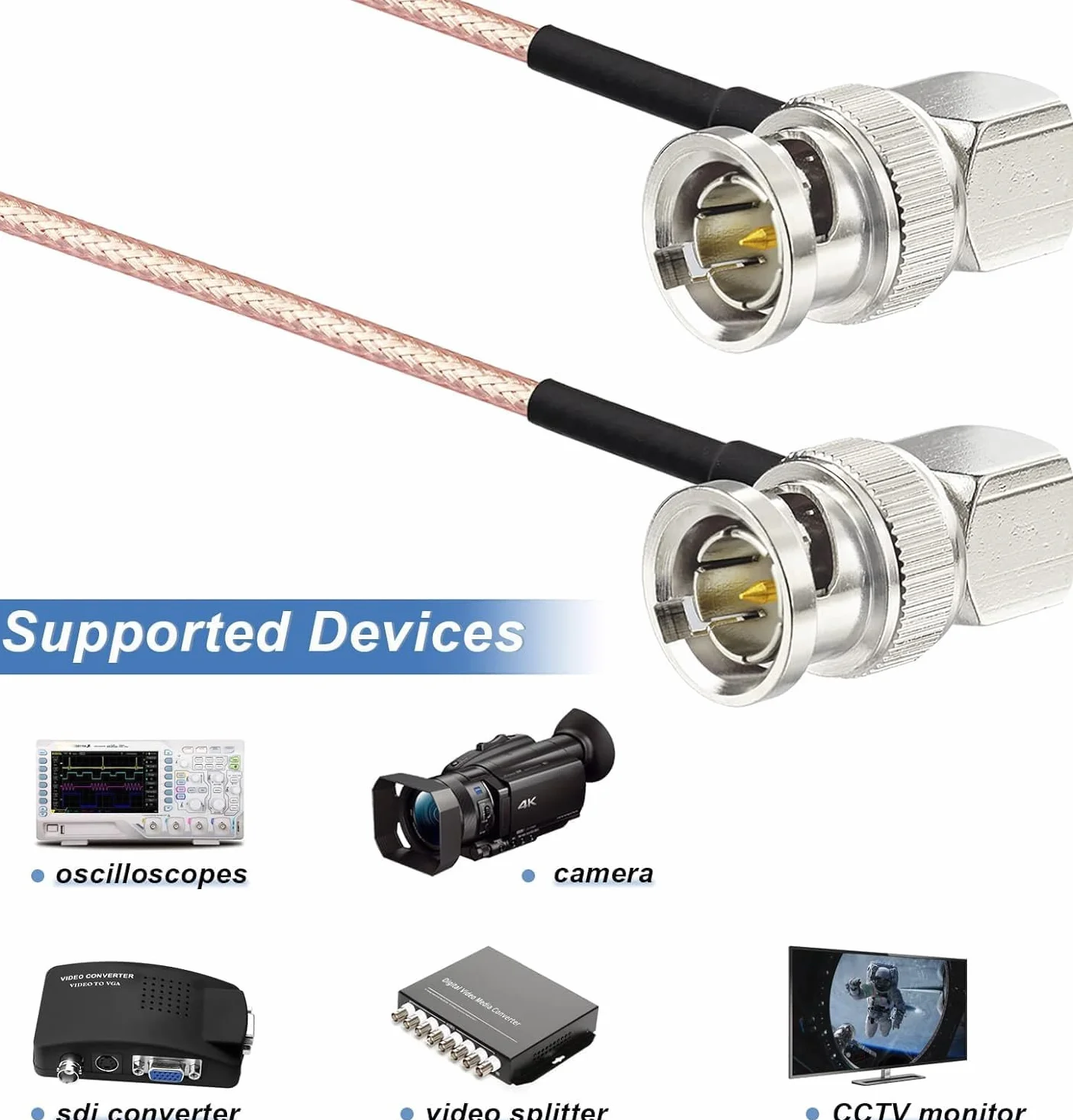 Superbat Kabel HD-SDI 3G 0,3 m BNC 75 omów 4K 6K kąt prosty do aparatów