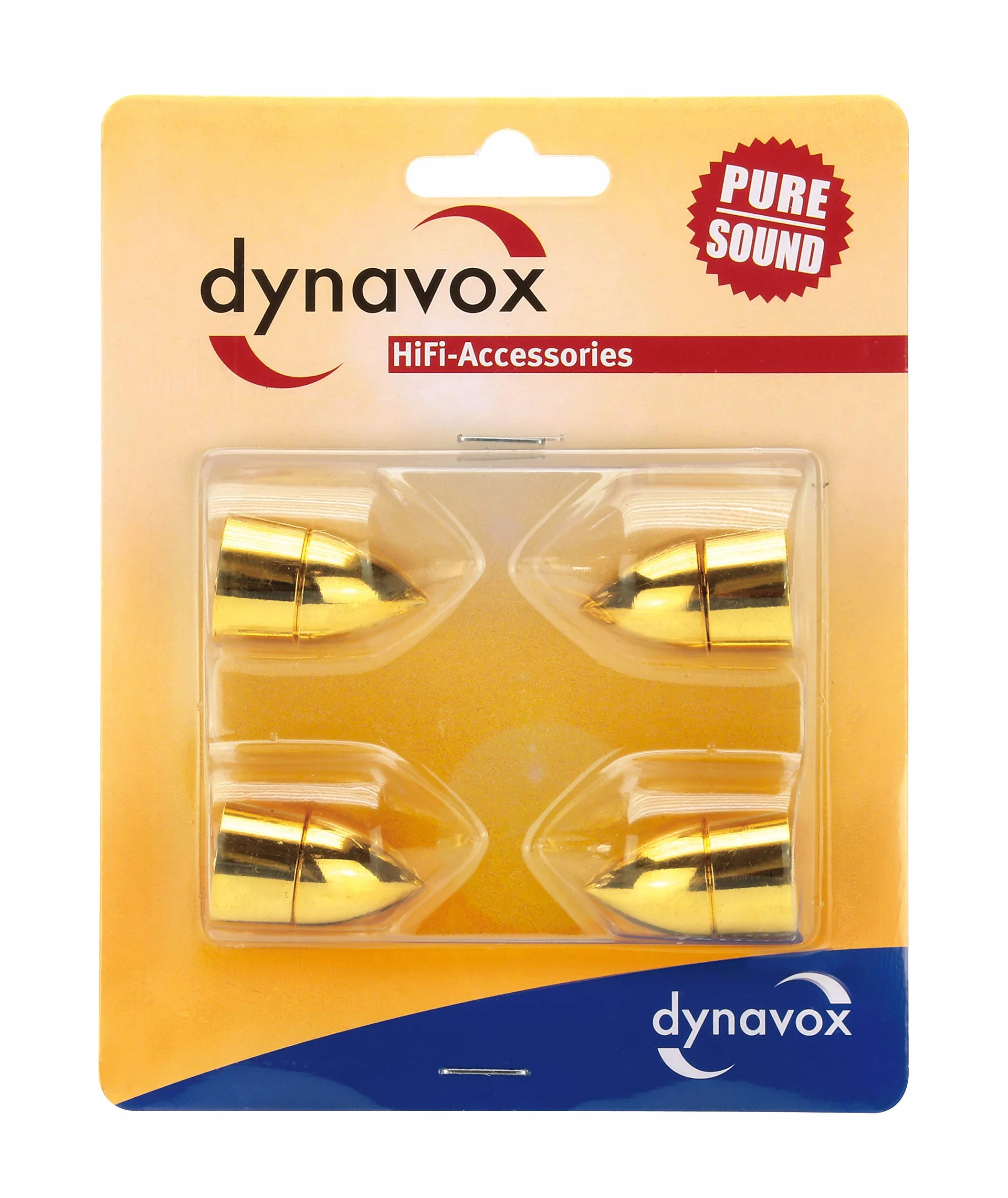 Dynavox Sub-Watt absorber zestaw 4 sztuk, odłączacz z regulacją wysokości do głośników i głośników lub urządzeń Hi-Fi, montaż śrubowy, mosiądz