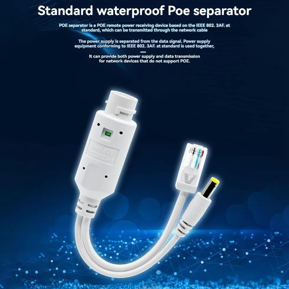 Wodoodporny rozdzielacz POE 48V do 12V z adapterem wideo i zasilaczem do kamery IP