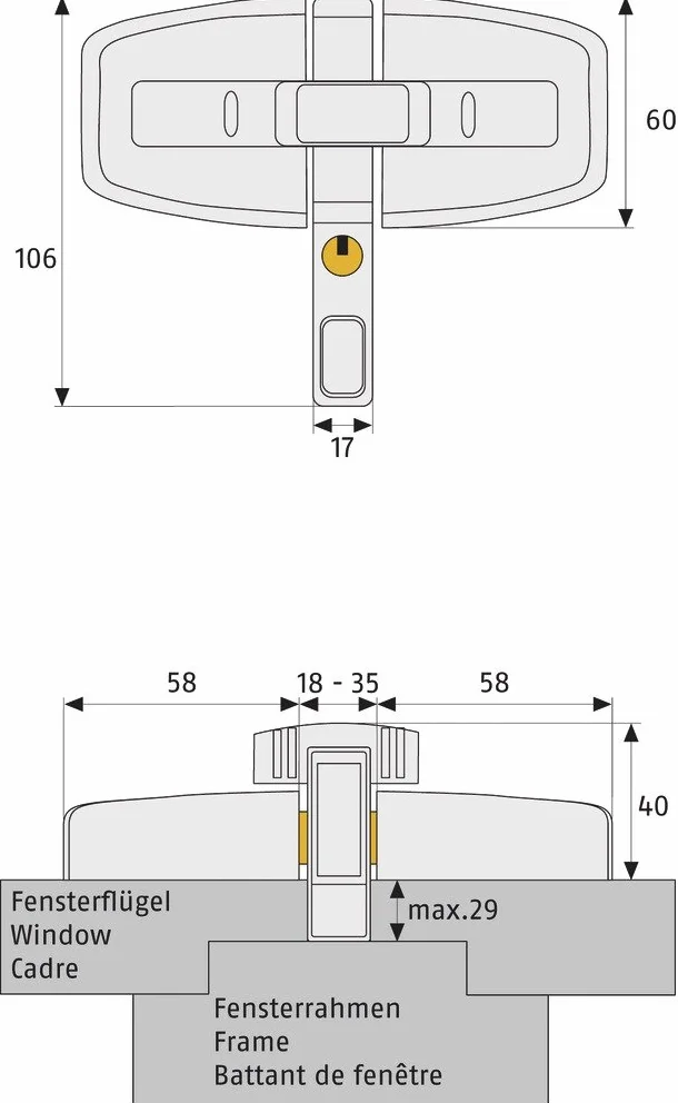 ABUS Dodatkowe zabezpieczenie okien DFS95 AL0145 - zabezpieczenie do okien dwuskrzydłowych, równocześnie zamykające - poziom bezpieczeństwa ABUS 10-31721 - biały