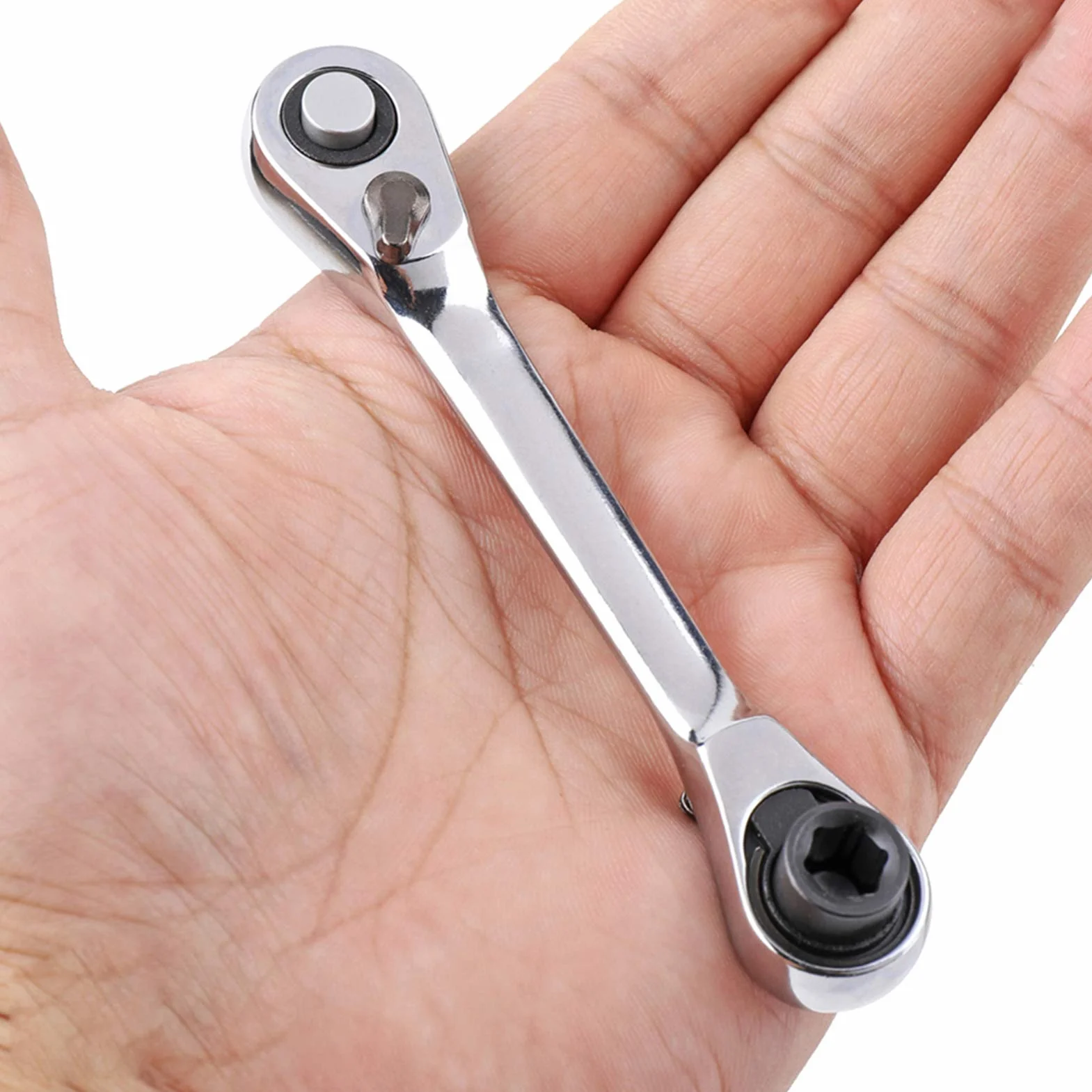 1/4 Inch Mini Podwójny klucz grzechotnikowy 72 Gniazdo napędu zębowego i śrubokręt Bit Grzechotnik Zestaw rotatora 5 stopni Szybka instalacja Akcesoria grzechotnikowe Narzędzie Srebrne