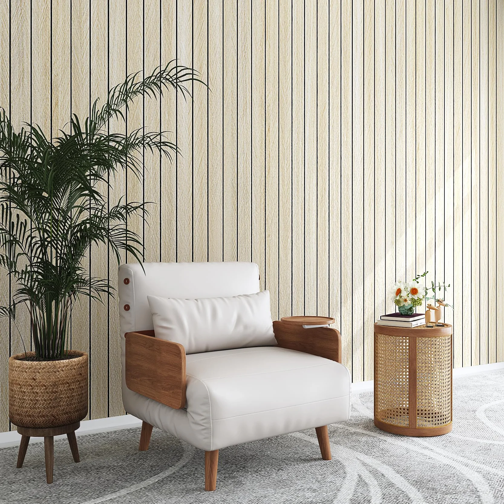 Livelynine Samoprzylepne panele ścienne imitujące drewno 3D Panele drewniane Ściana Salon Jadalnia Korytarz Jasny dąb 30 cm x 5 m Okładzina ścienna Samoprzylepna Imitacja drewna Beżowa