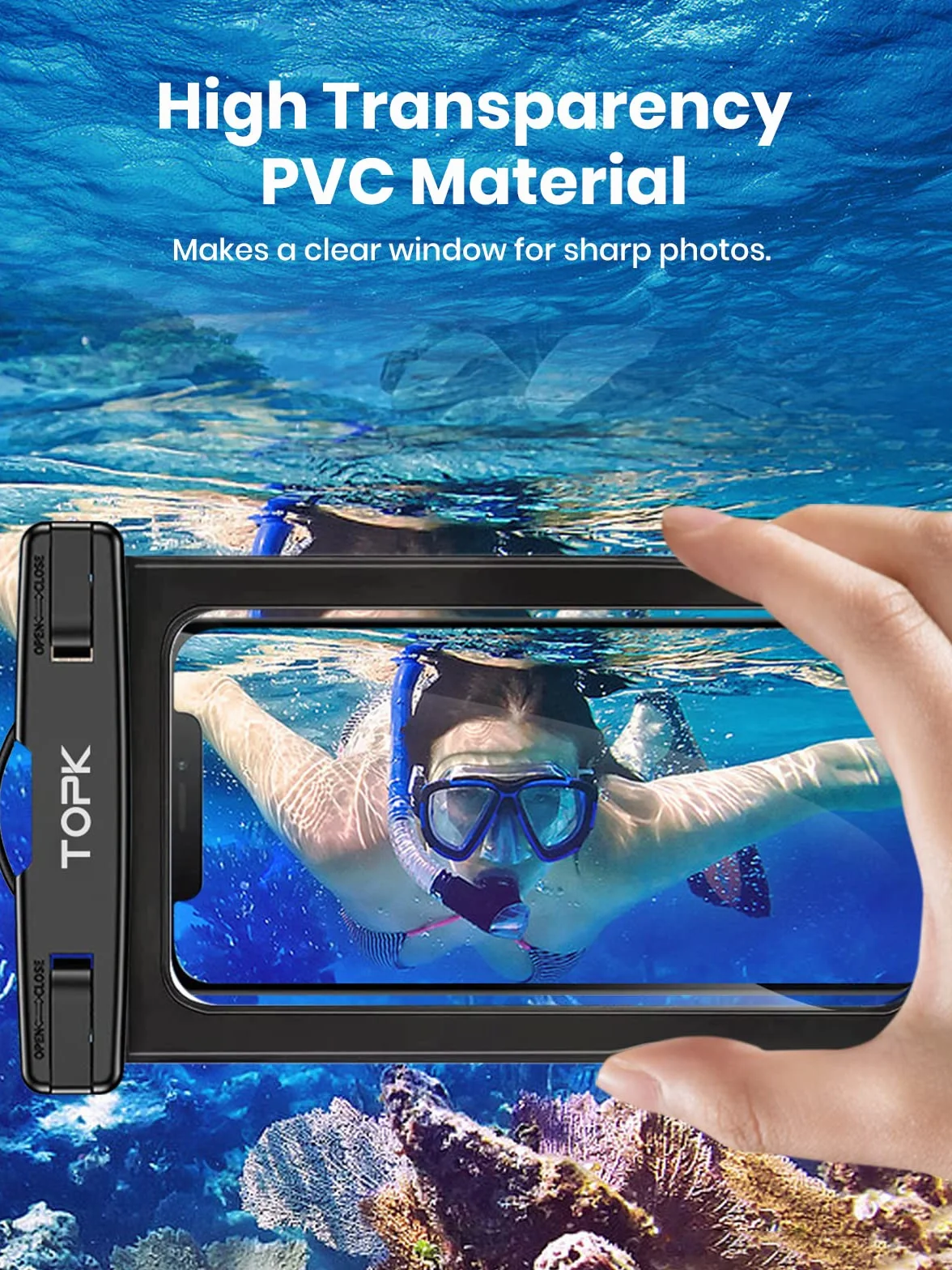 TOPK Wodoszczelne etui na telefon IPX8 2 sztuki uniwersalny pokrowiec suchy worek z troczkiem do 7.0 cala