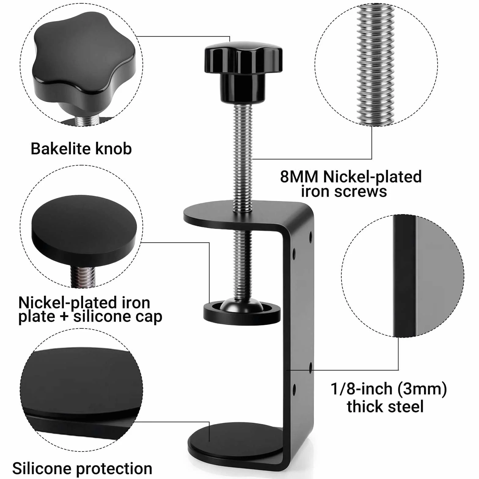 Zacisk C 7,6 cm z czterema małymi otworami z tyłu, 2-pak regulowanych zacisków biurkowych C do zakresu 1-8,9 cm, wszechstronny zacisk do hamulca, montażu części, mocowania, spawania, obróbki