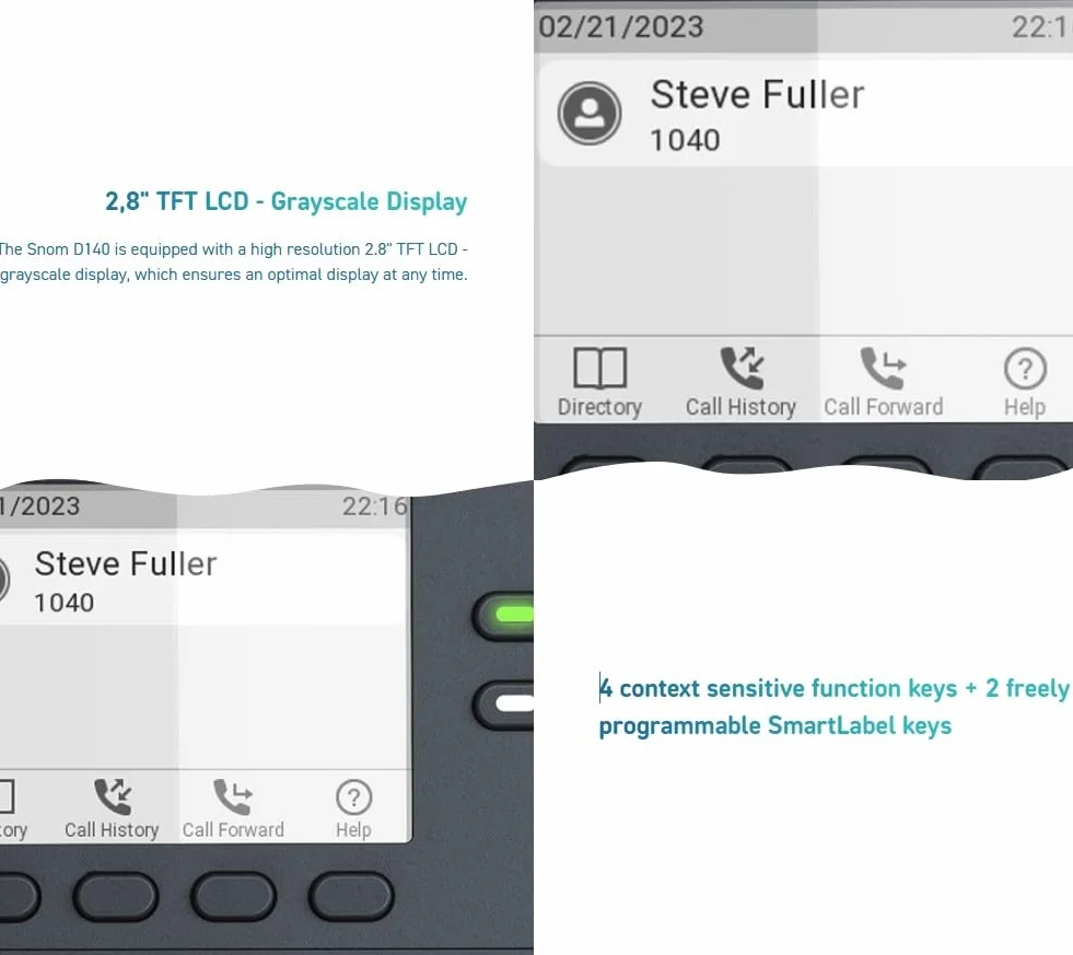 Snom D140 Łupek szary Telefon VoIP, wyświetlacz LCD 2.8, HD, 2 SIP, PoE Class 1, IPv4/IPv6, OpenVPN