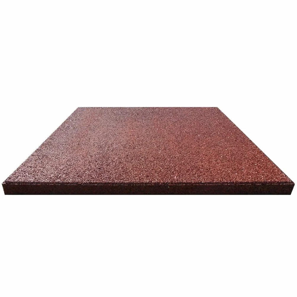 Materiały budowlane - płytki chroniące przed upadkiem, guma, 50 x 50 x 3 cm, czerwone, okucia