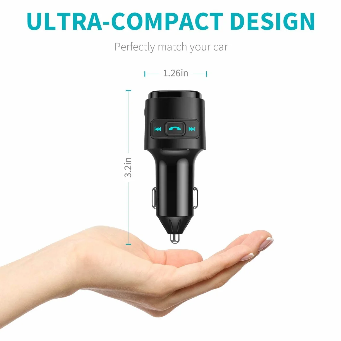 ORIA nadajnik FM Bluetooth samochodowy z QC 3.0 USB, obsługa USB/TF, czarny