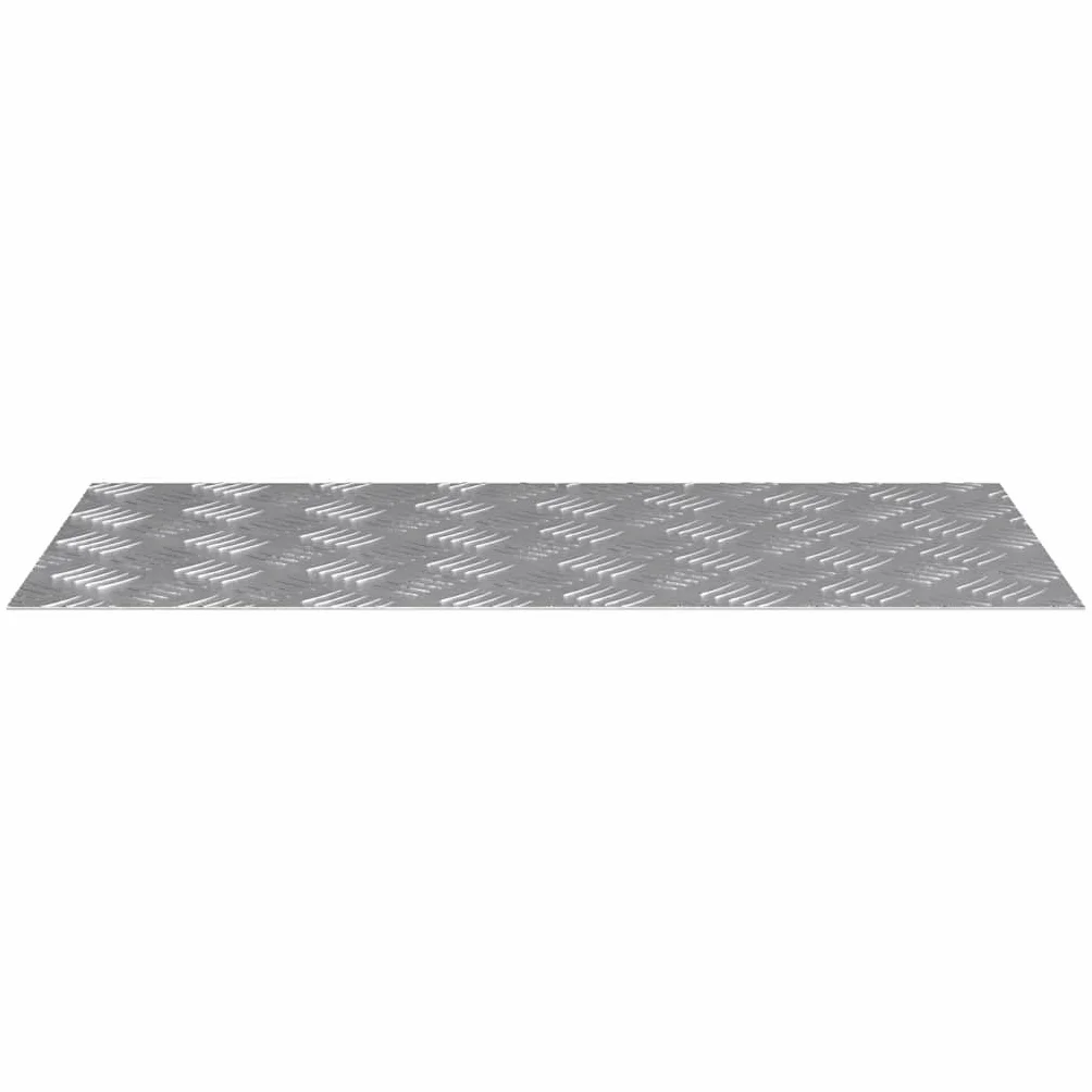Aluminiowy stopień schodowy o prostokątnym wzornictwie, 80 x 40 cm, srebrny, blacha ryflowana, zestaw 4 sztuk, do wewnątrz i na zewnątrz, ochrona przed poślizgiem na drewnianych schodach