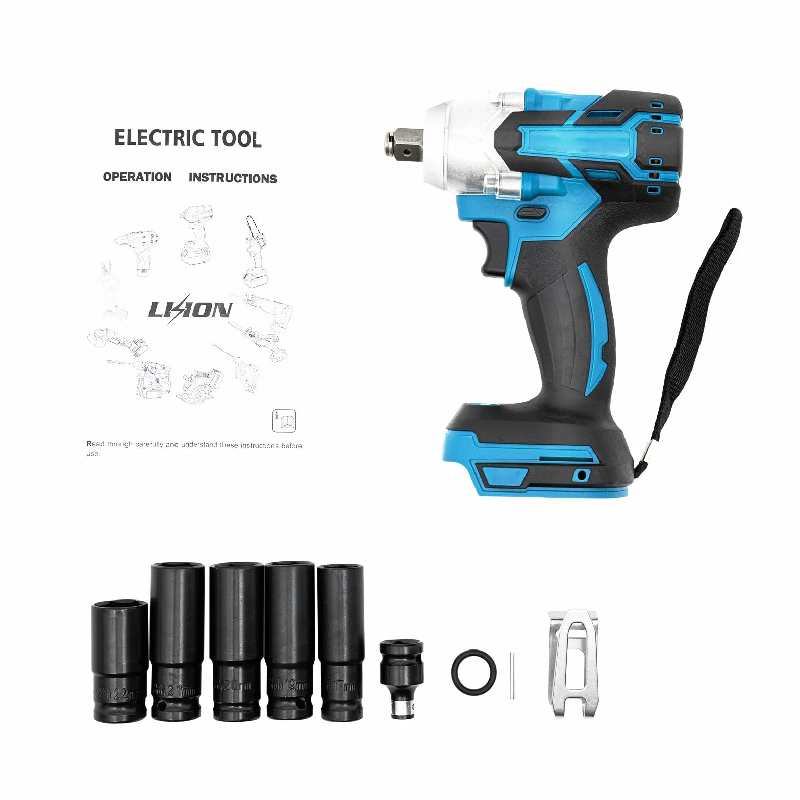Bezszczotkowa wkrętarka udarowa akumulatorowa 18 V 1/2", z grzechotką, kwadratowa, wał napędowy 520 Nm do Makita