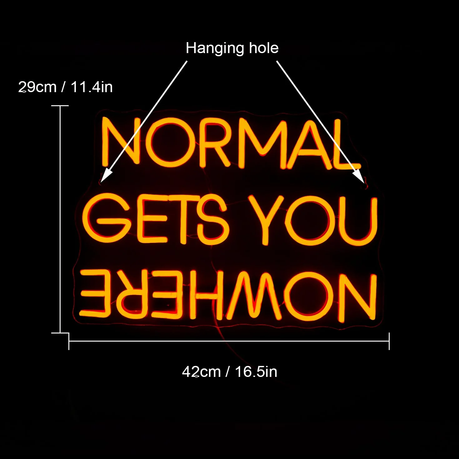 Wanxing Normal Gets You Nowhere neonowy szyld, czerwony, neonowy znak, inspirujące neonowe światło, do dekoracji ściennej, szyld reklamowy LED, do sypialni, fitnessu i obszarów roboczych