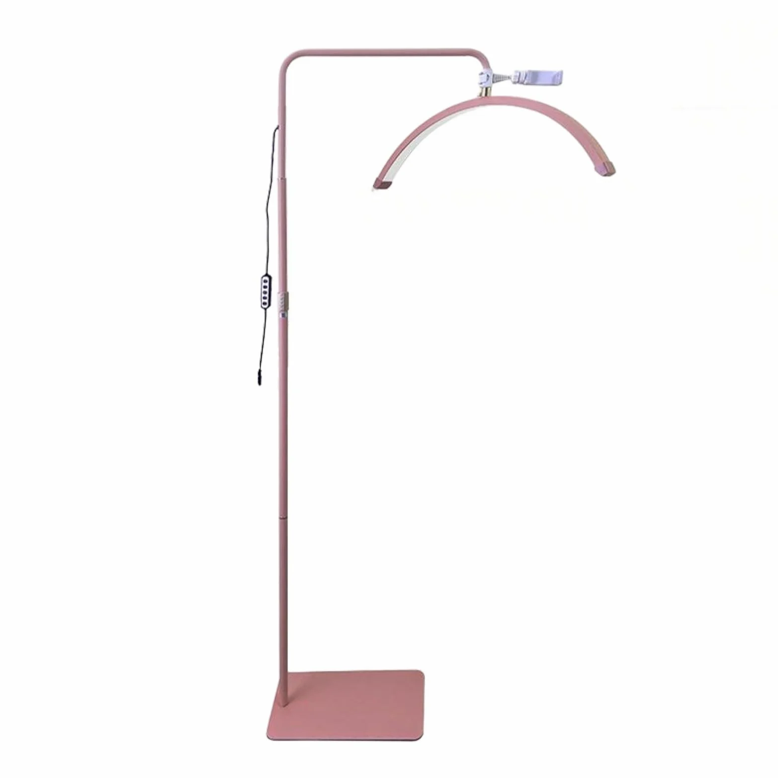 Półksiężyc lampa LED do rzęs, lampa stojąca, ściemniana lampa kosmetyczna, obracana o 360°, z regulacją wysokości, z uchwytem na telefon komórkowy, do przedłużania rzęs, tatuażu, studia