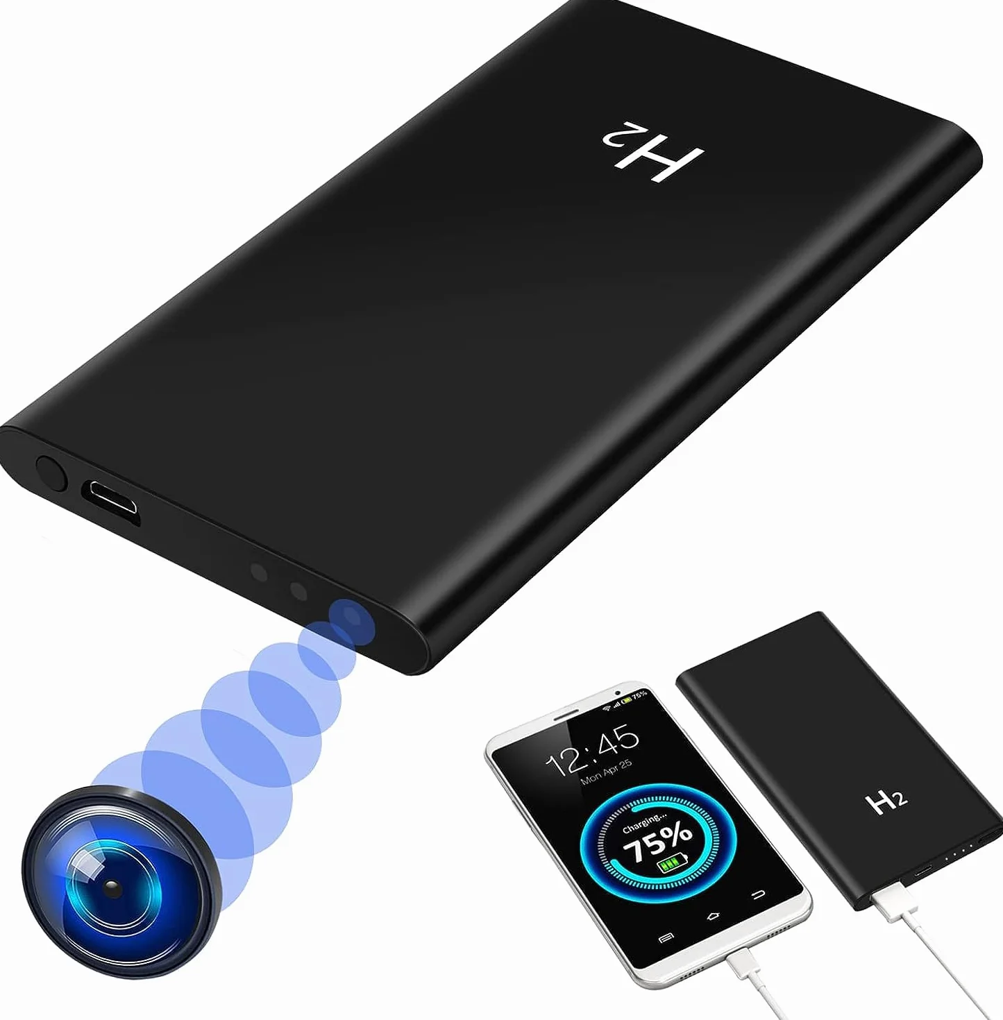 LXMIMI ukryta kamera szpiegowska 2 w 1 mini kamera z power bankiem 5000mAh HD 1080P noktowizor nagrywanie w pętli