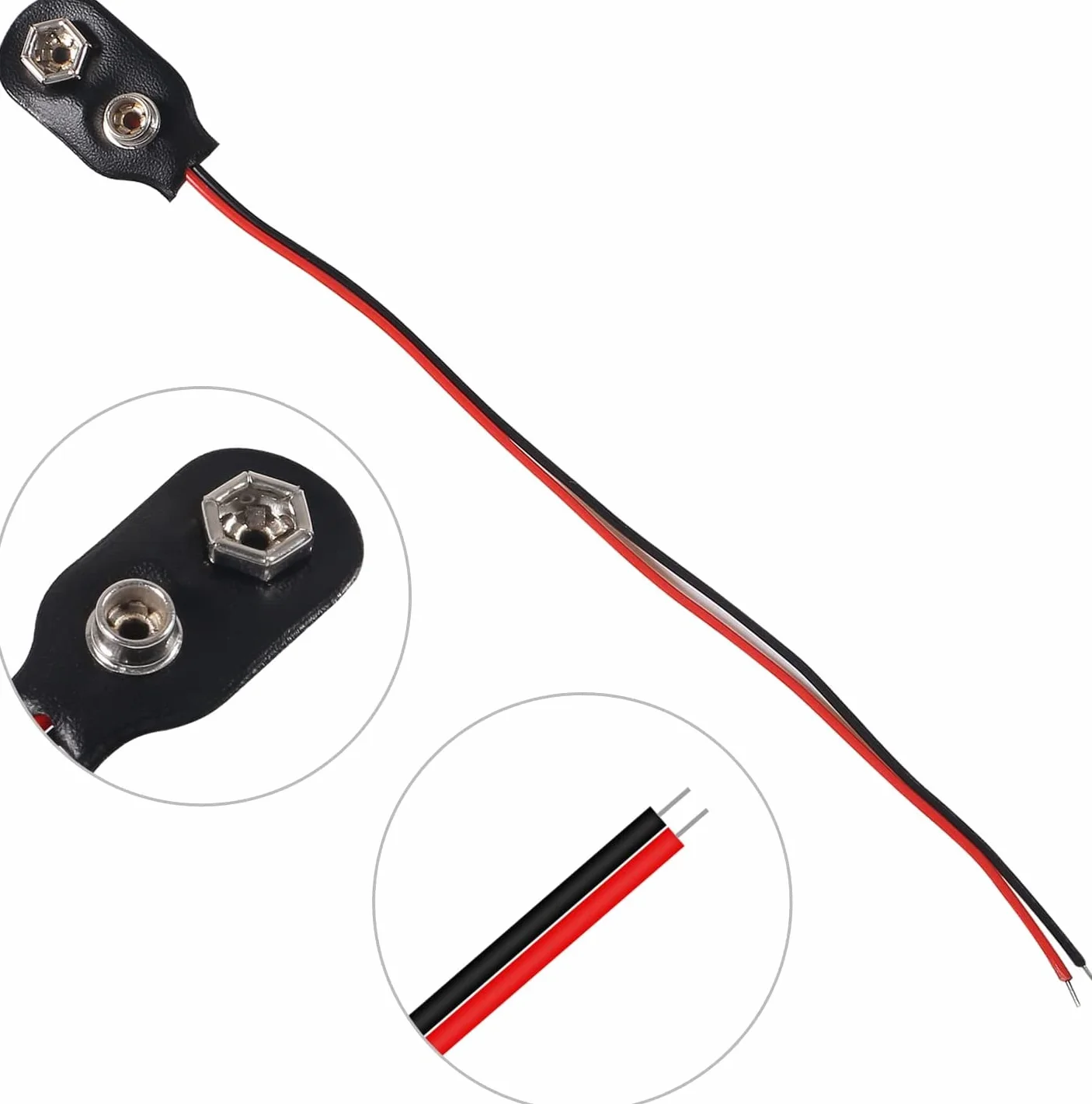 40 sztuk złączy zatrzaskowych do akumulatora 9 V, kabel 15 cm, klamra typu I i T + 10 szt.