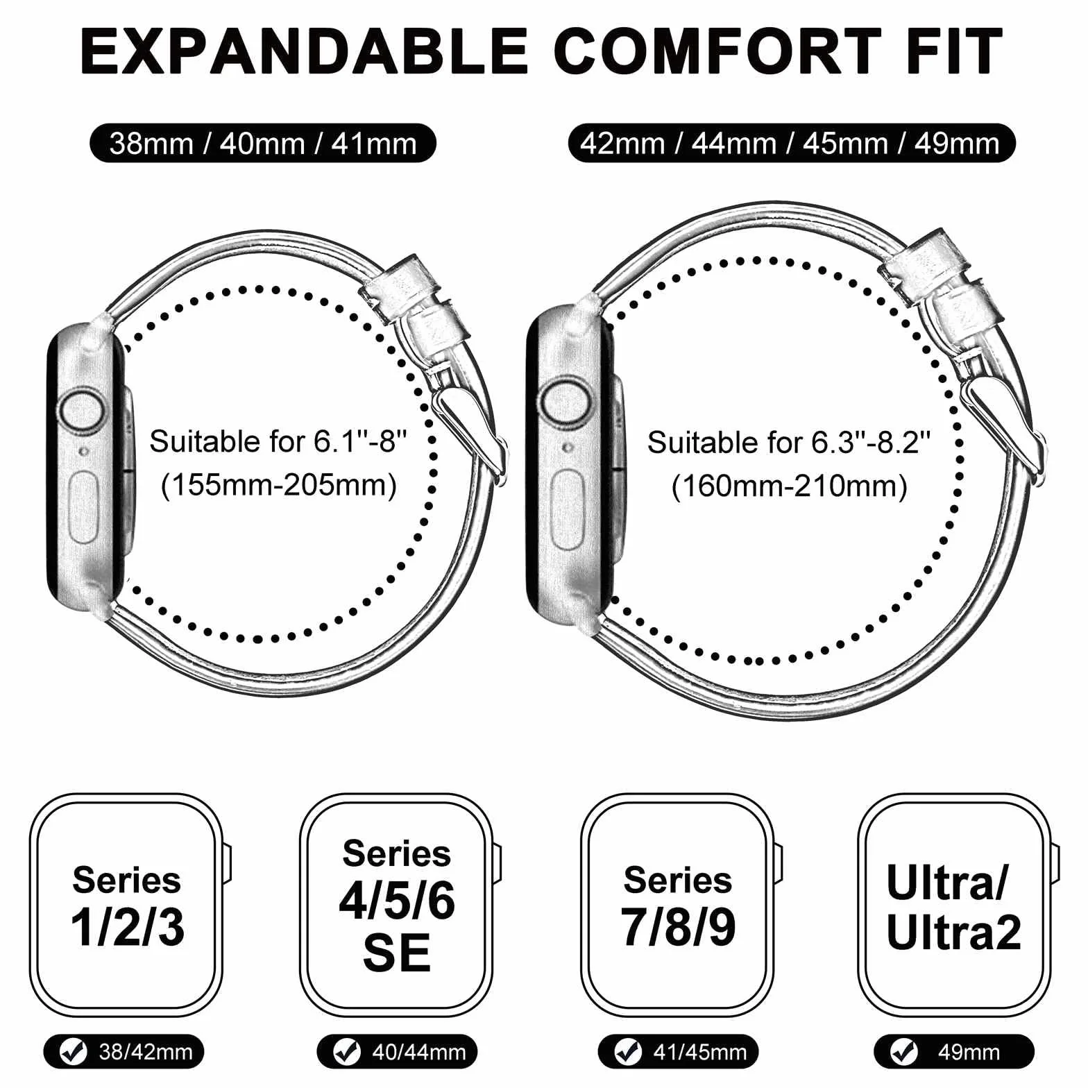 Anbeer Ultracienkie skórzane paski do Apple Watch damskie