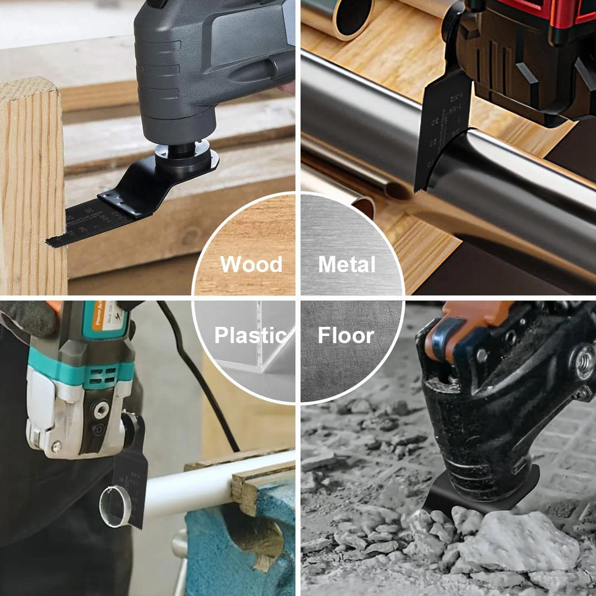 Flintronic 12 szt. brzeszczoty do pił oscylacyjnych z 2 adapterami C-Clip, drewno / metal / tworzywo sztuczne oscylacyjne wielofunkcyjne brzeszczoty do szybkiego zwalniania, ostrza do drewna